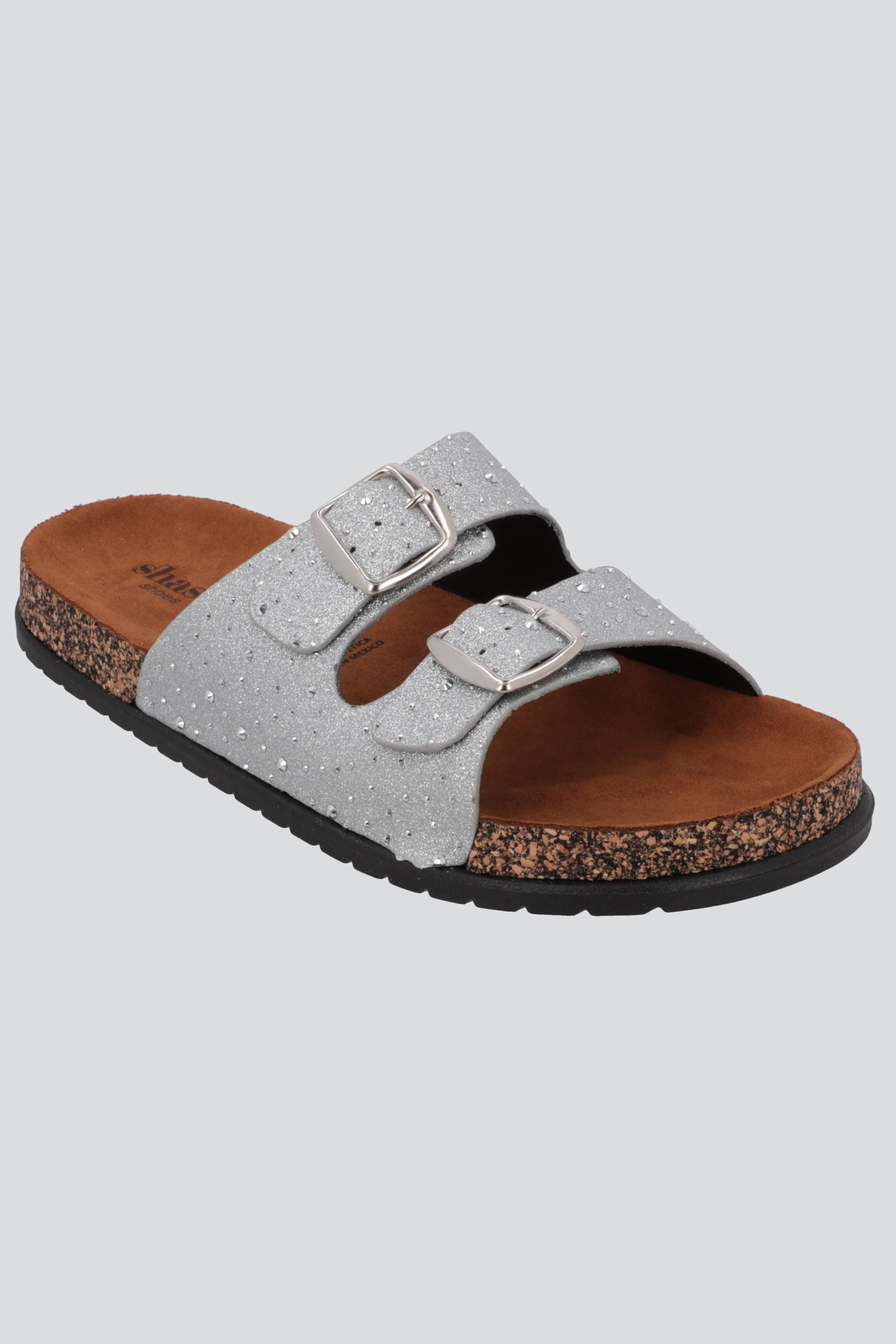 Sandalias dos tiras glitter PLATA