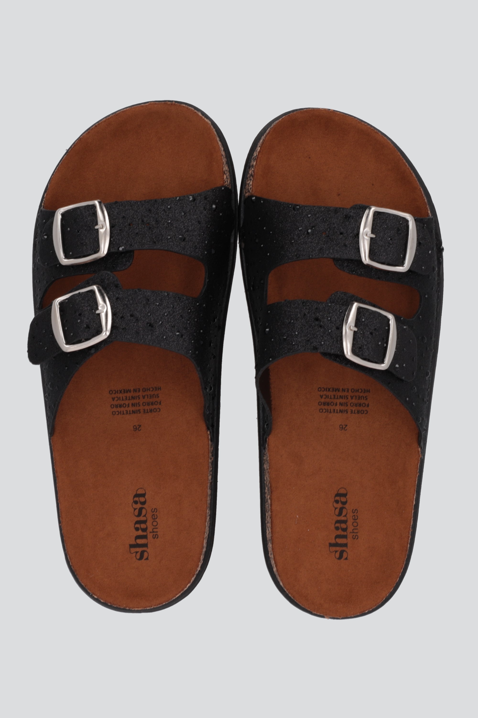 Sandalias dos tiras glitter NEGRO