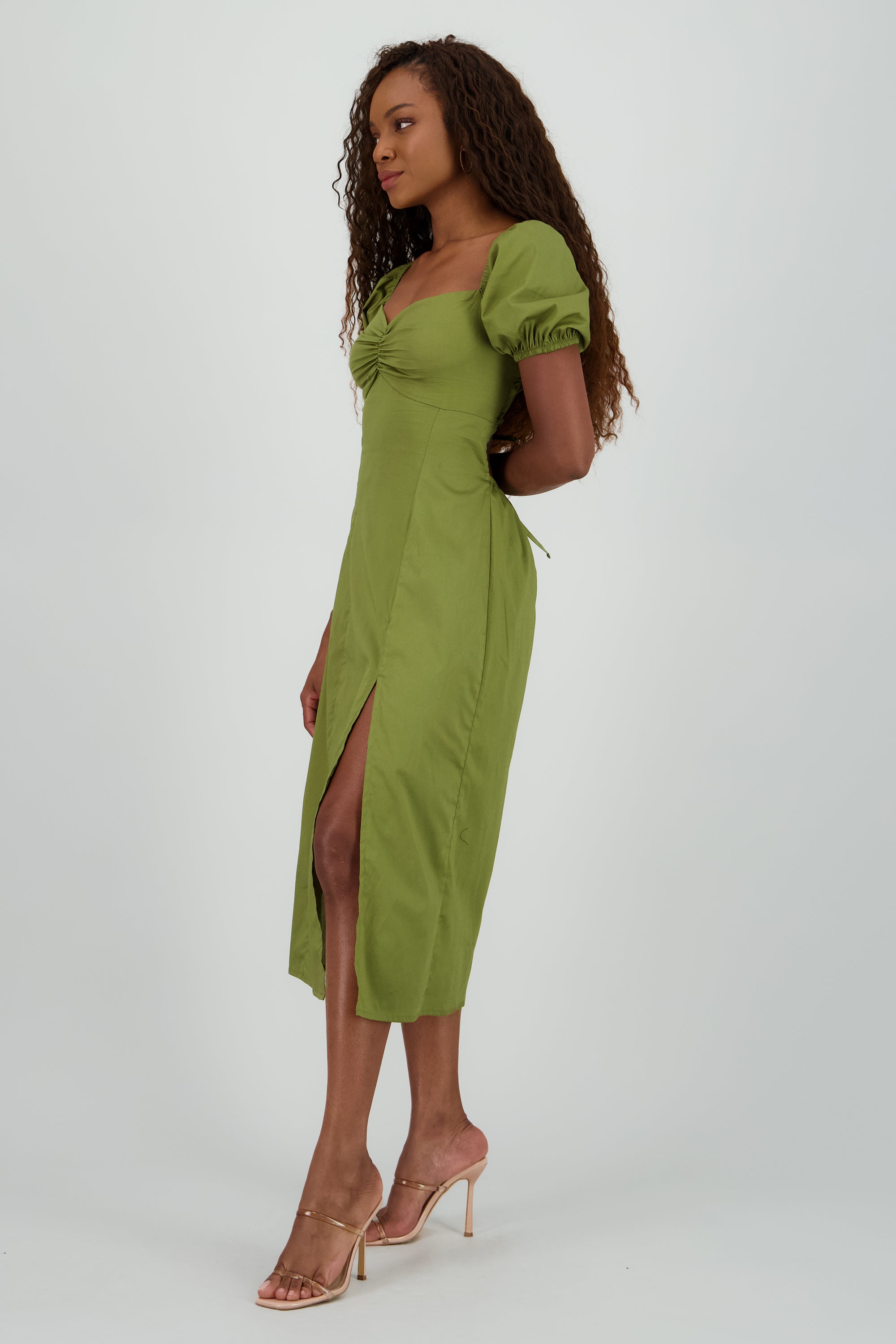 Vestido manga abullonada OLIVO