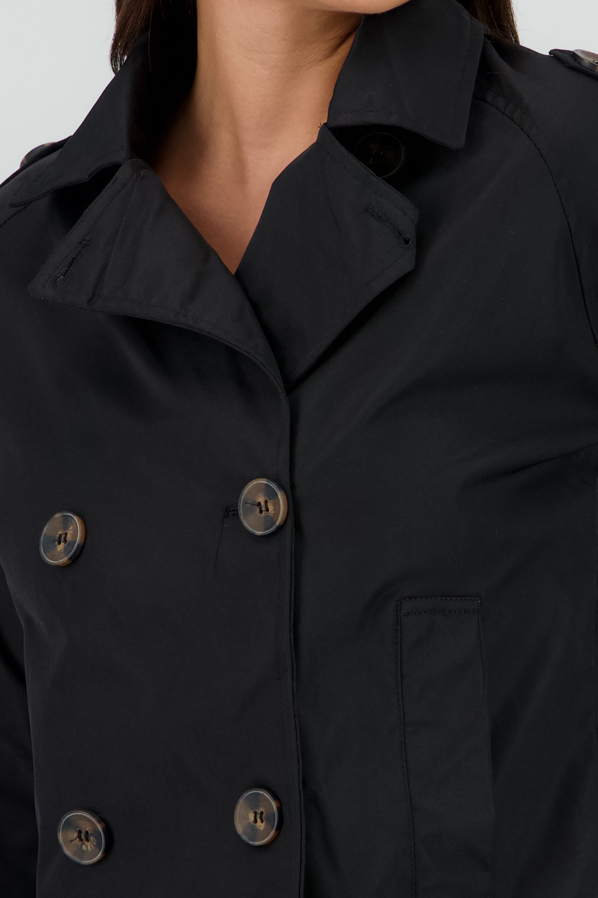 Gabardina mini con botones NEGRO