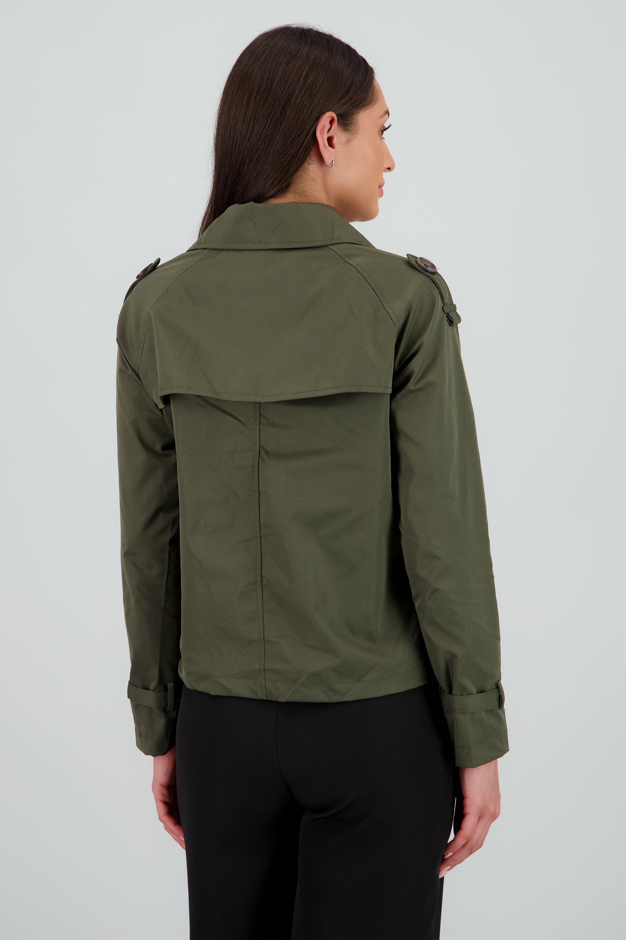 Gabardina mini con botones OLIVO