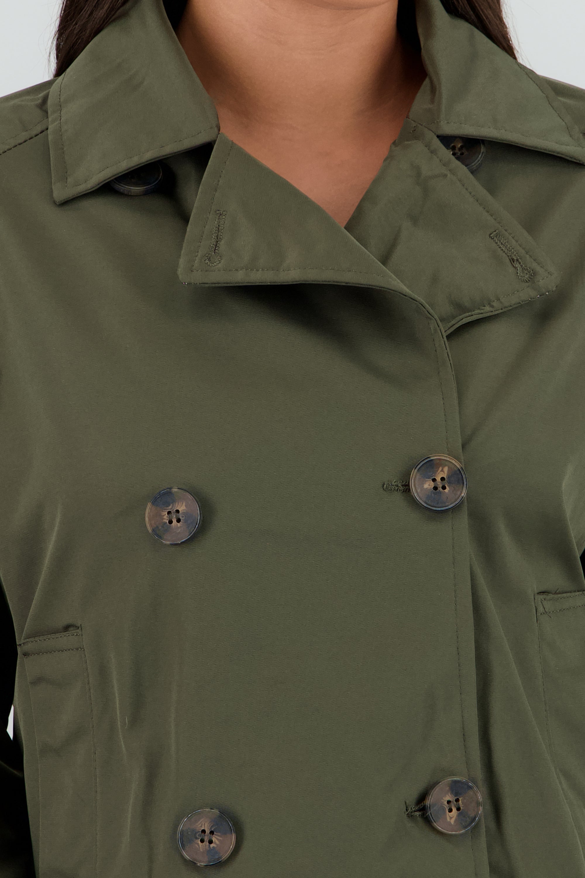 Gabardina mini con botones OLIVO