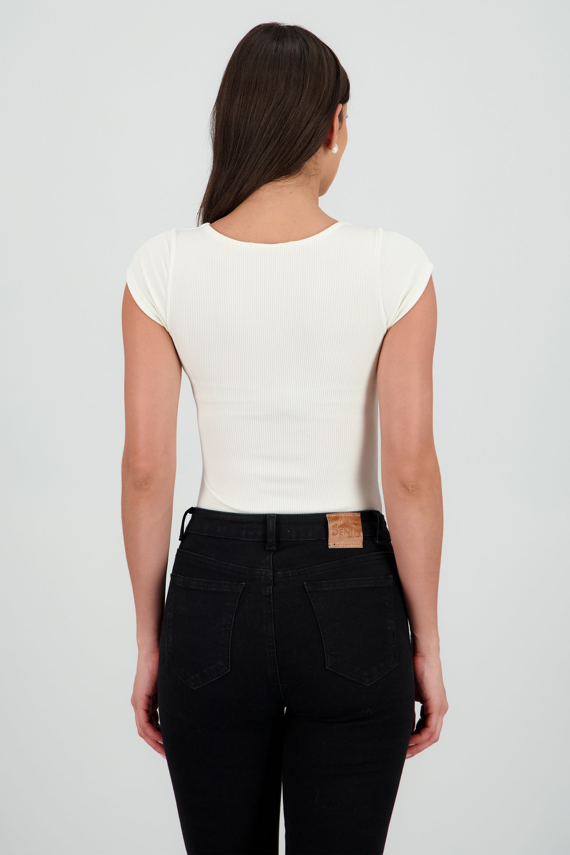 Body manga corta rib CREMA