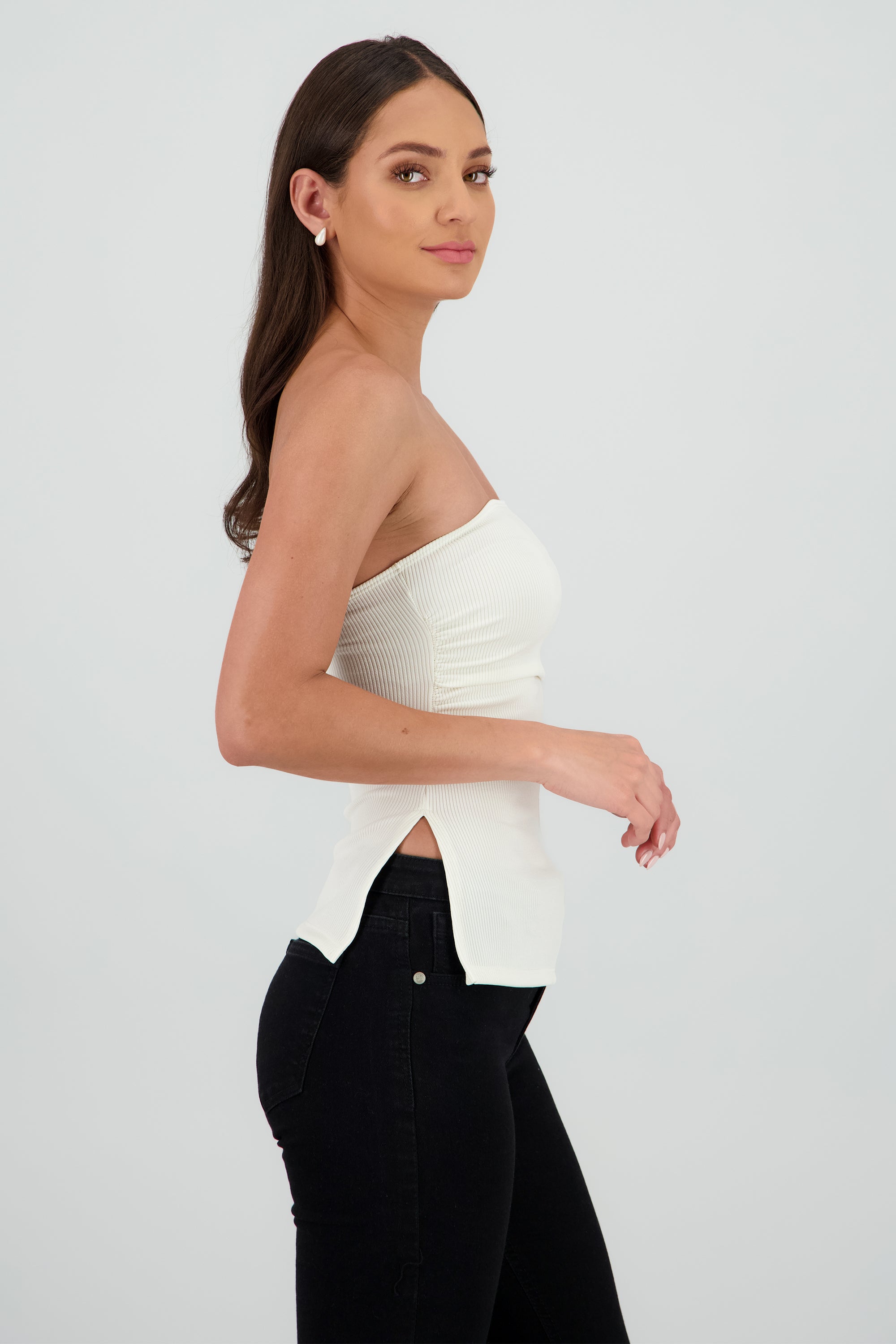 Top strapless rib CREMA