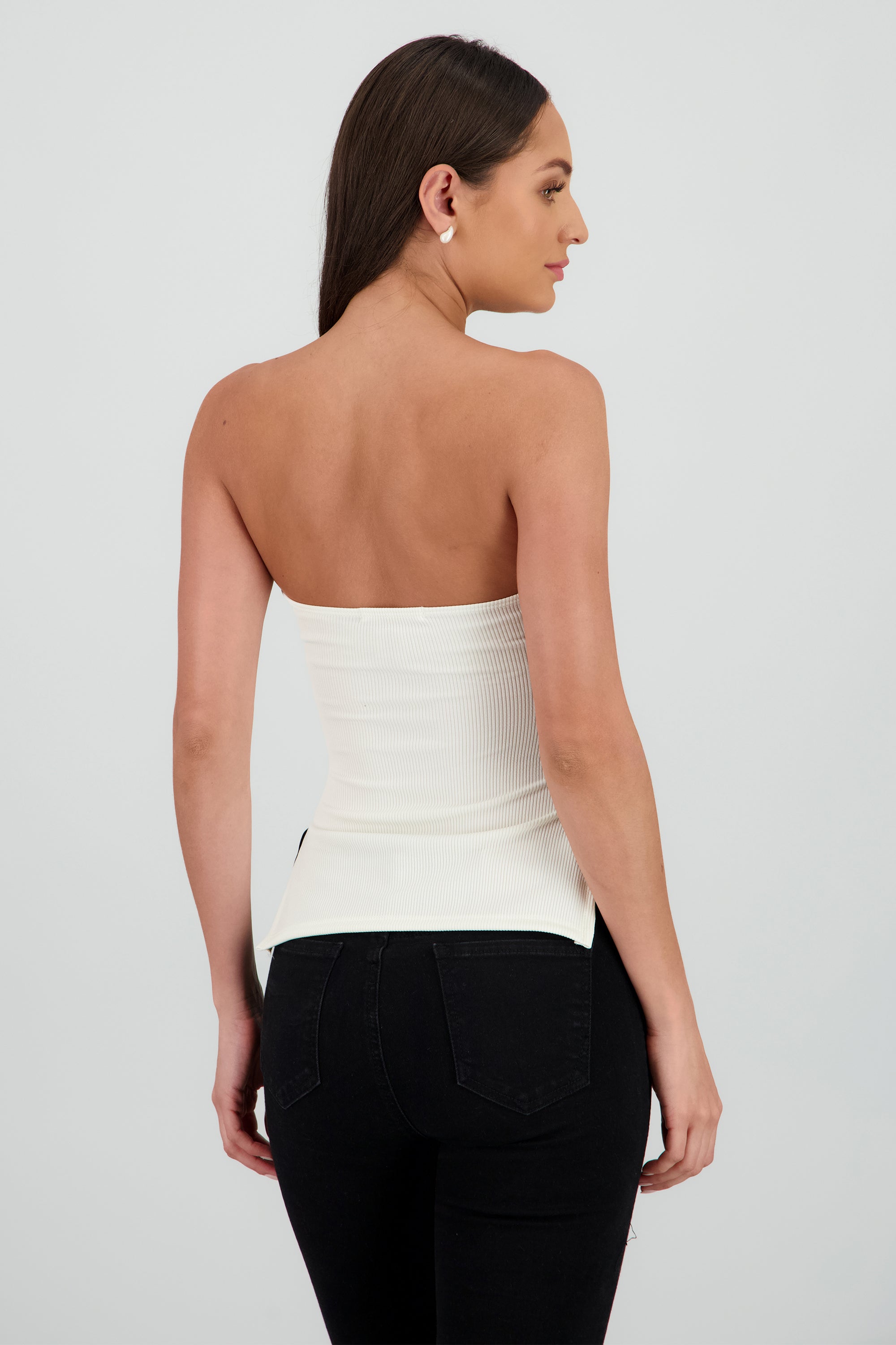 Top strapless rib CREMA