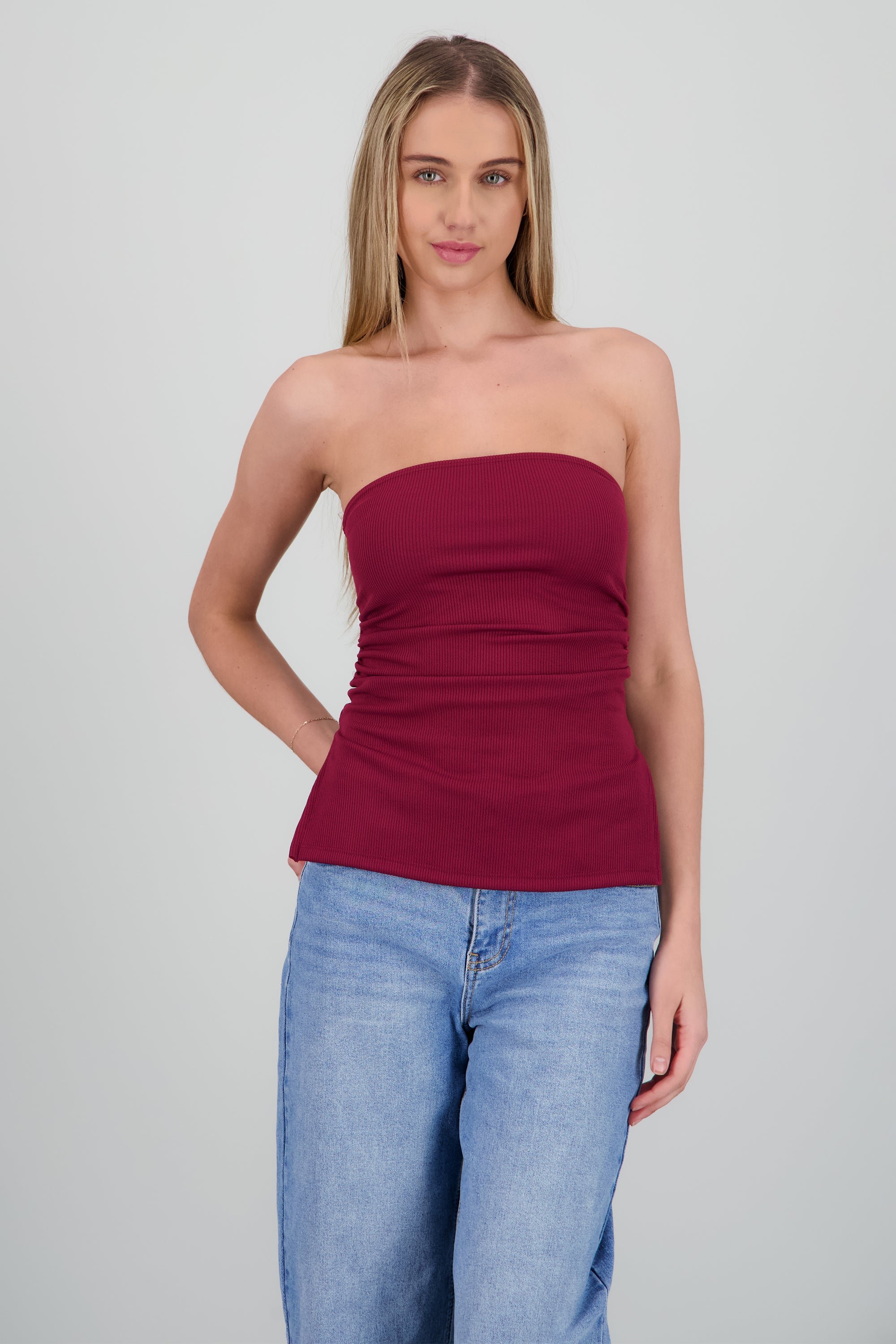 Top strapless rib VINO