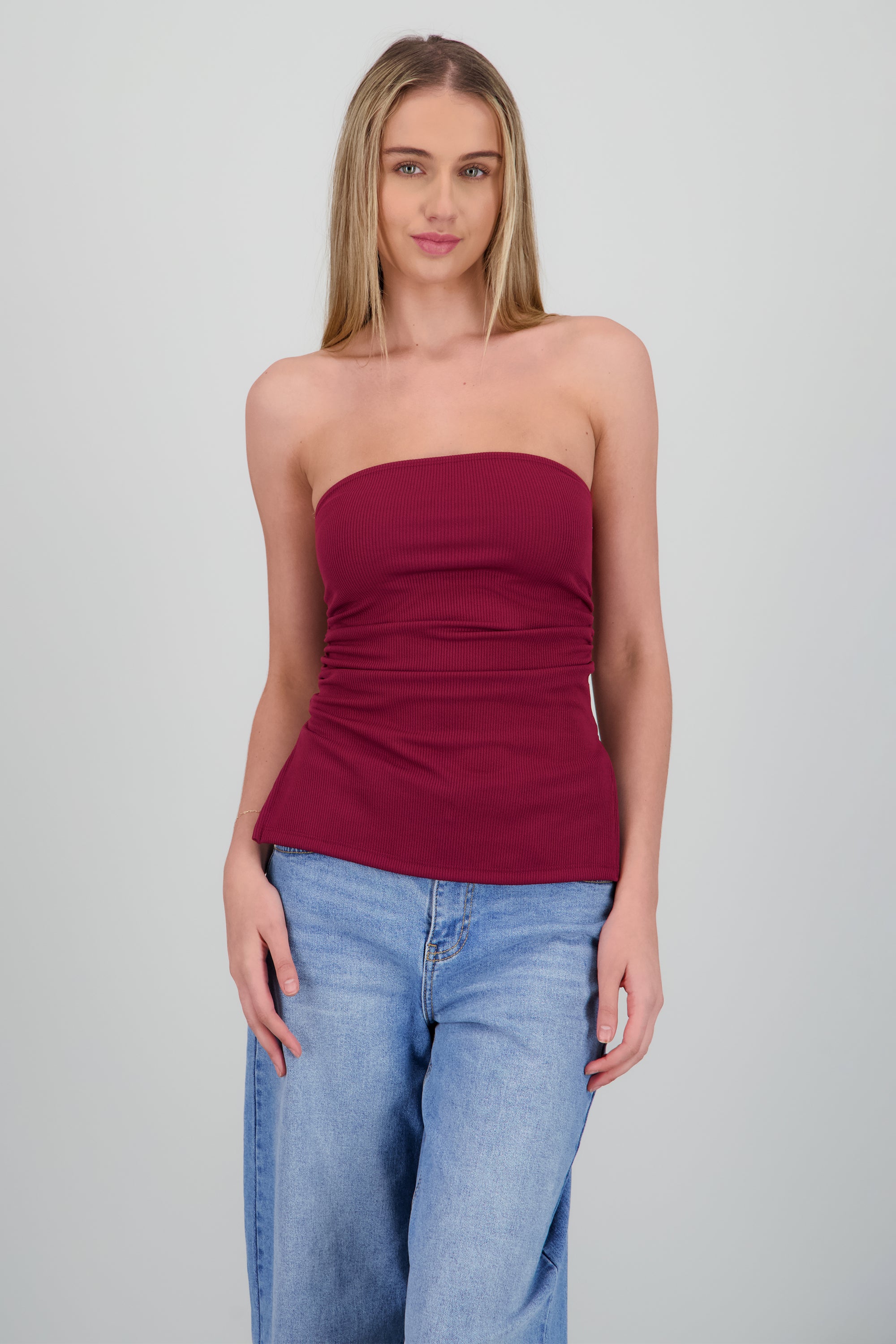 Top strapless rib VINO