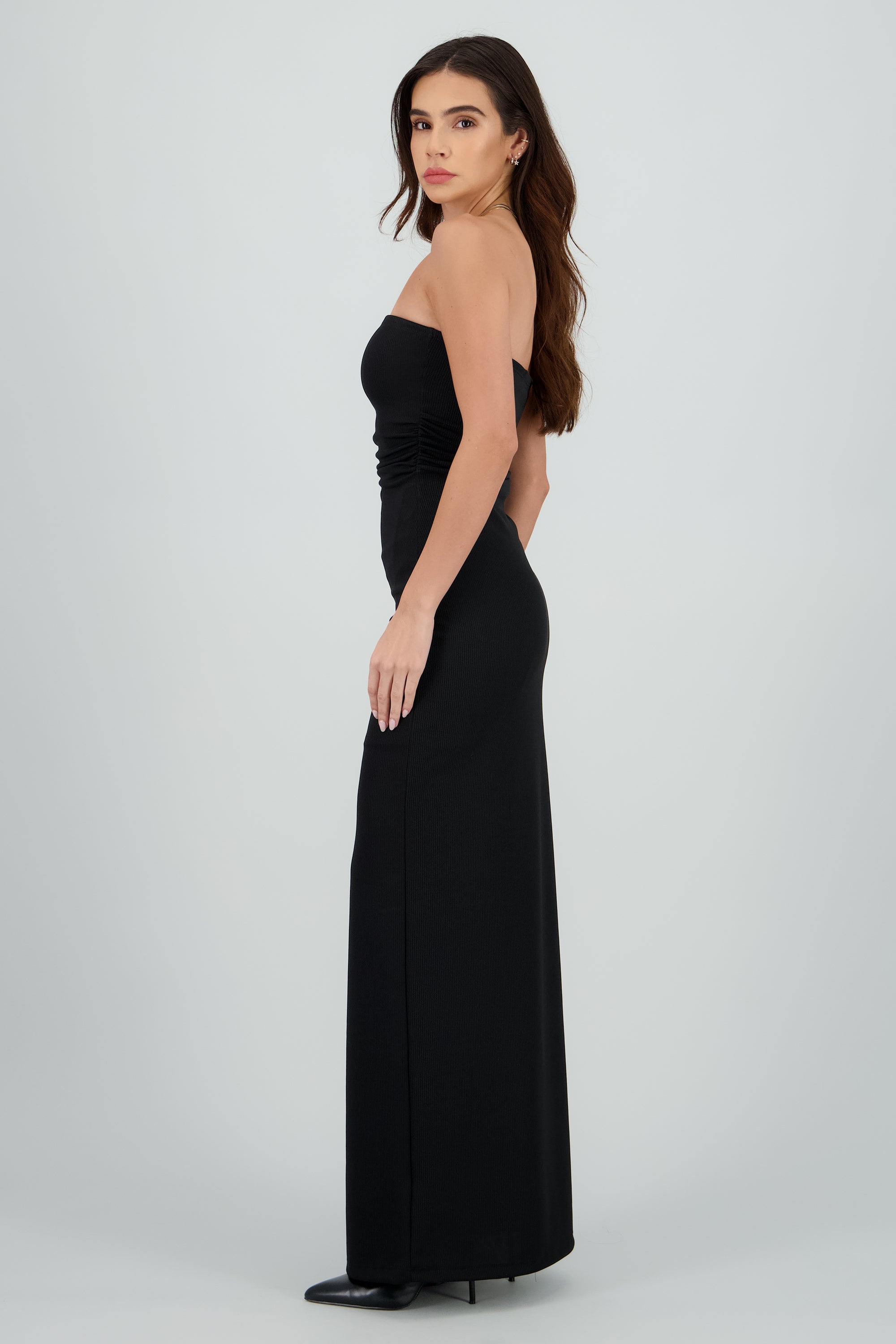 Vestido maxi tubo rib NEGRO