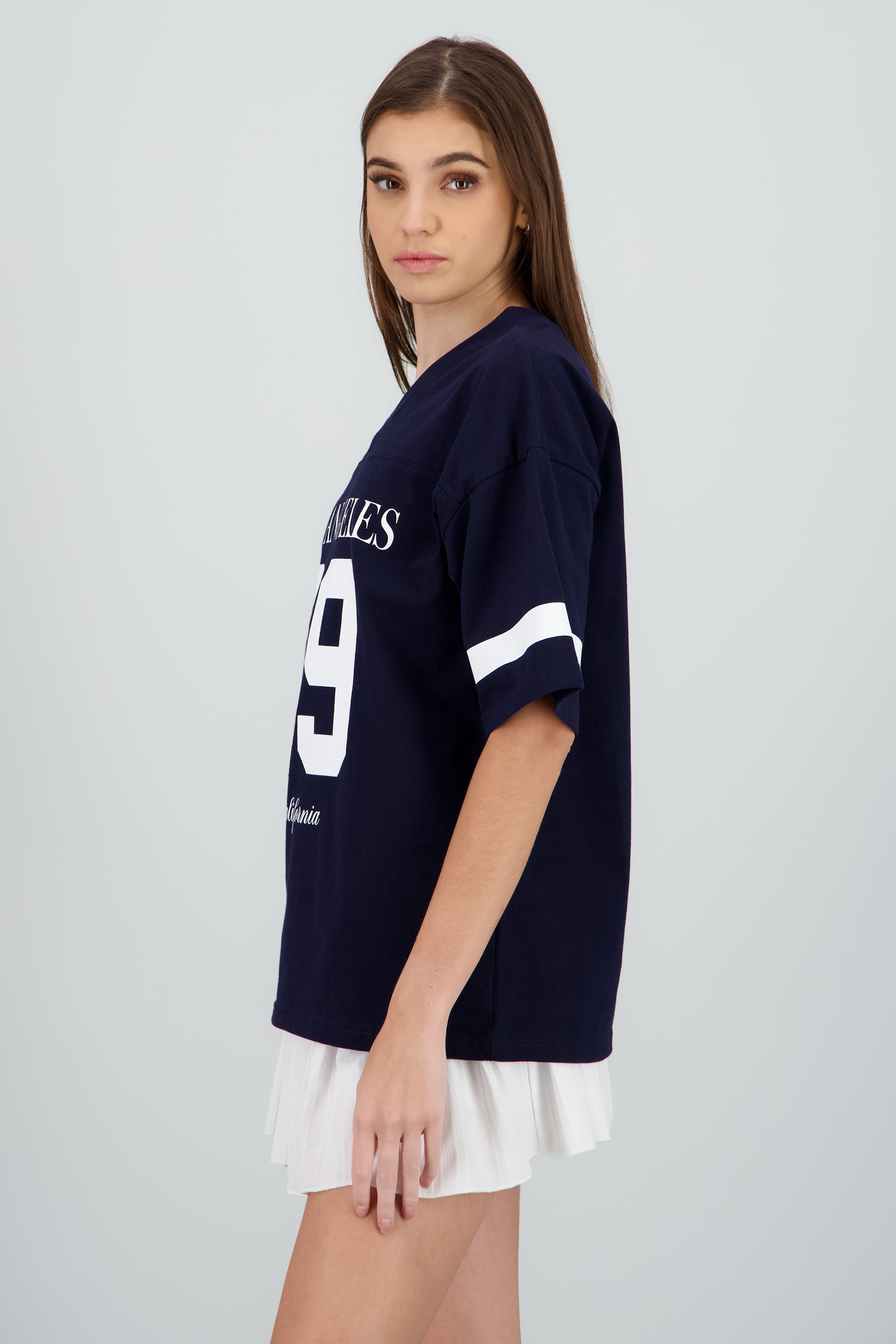 Playera oversized estampado los angeles MARINO