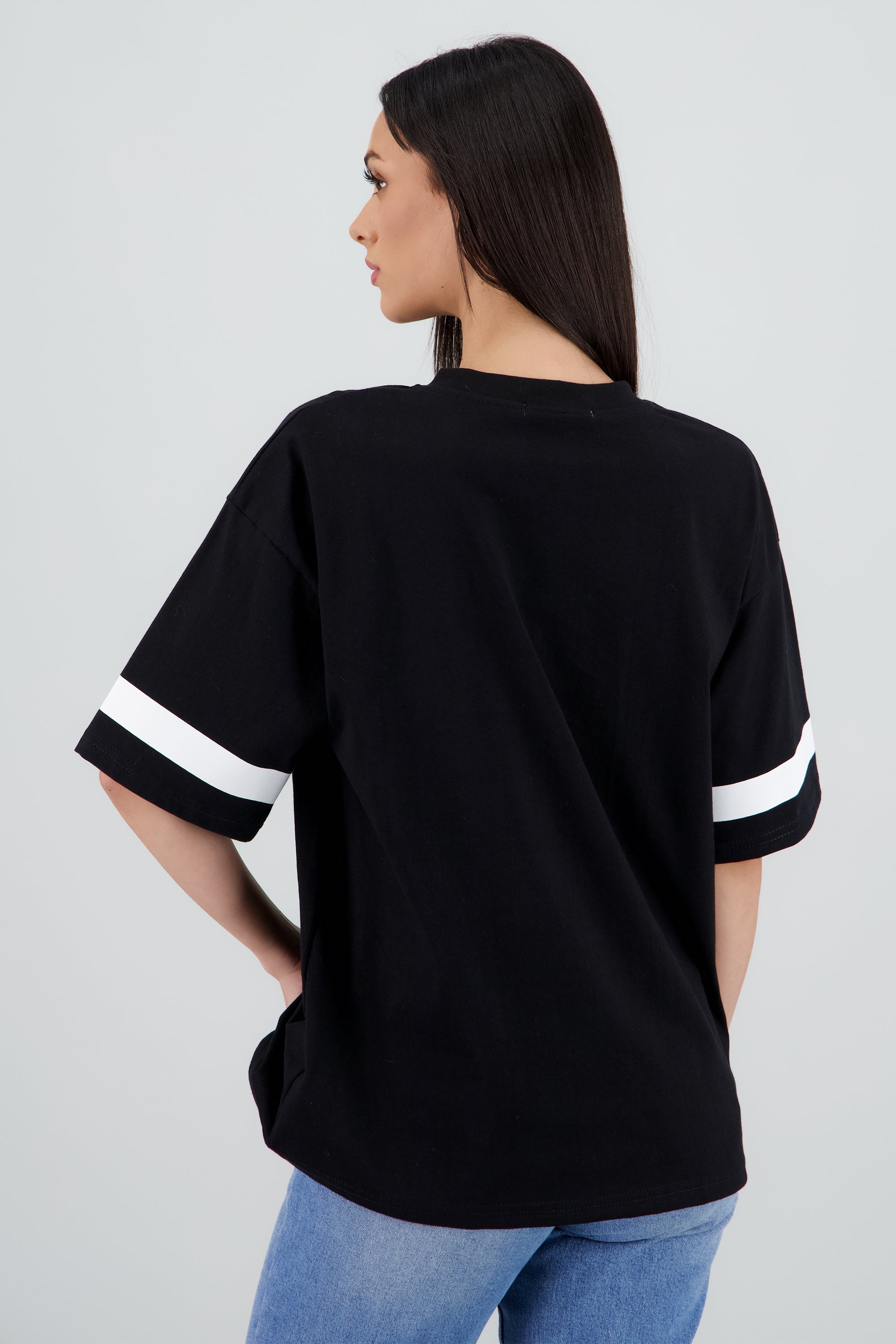 Playera oversized estampado los angeles NEGRO