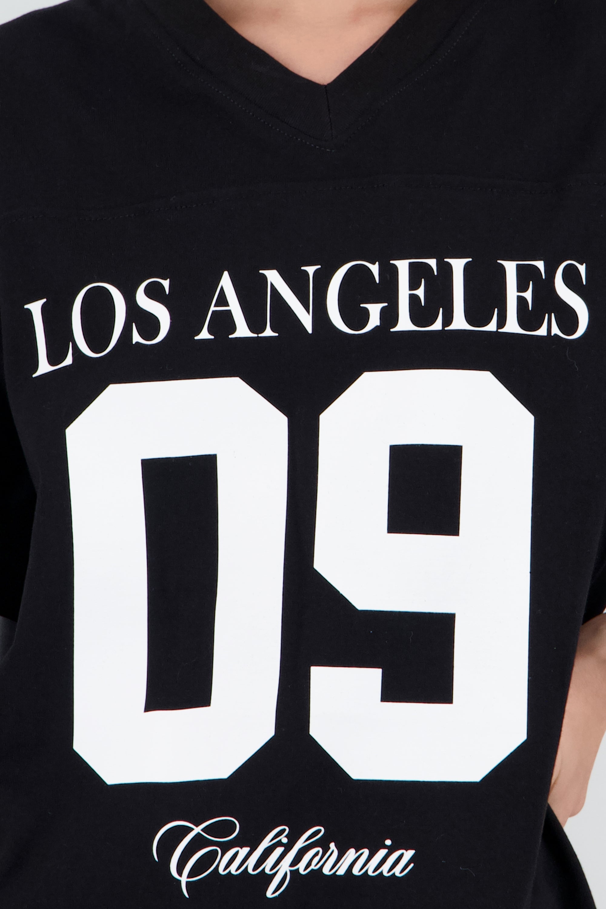 Playera oversized estampado los angeles NEGRO