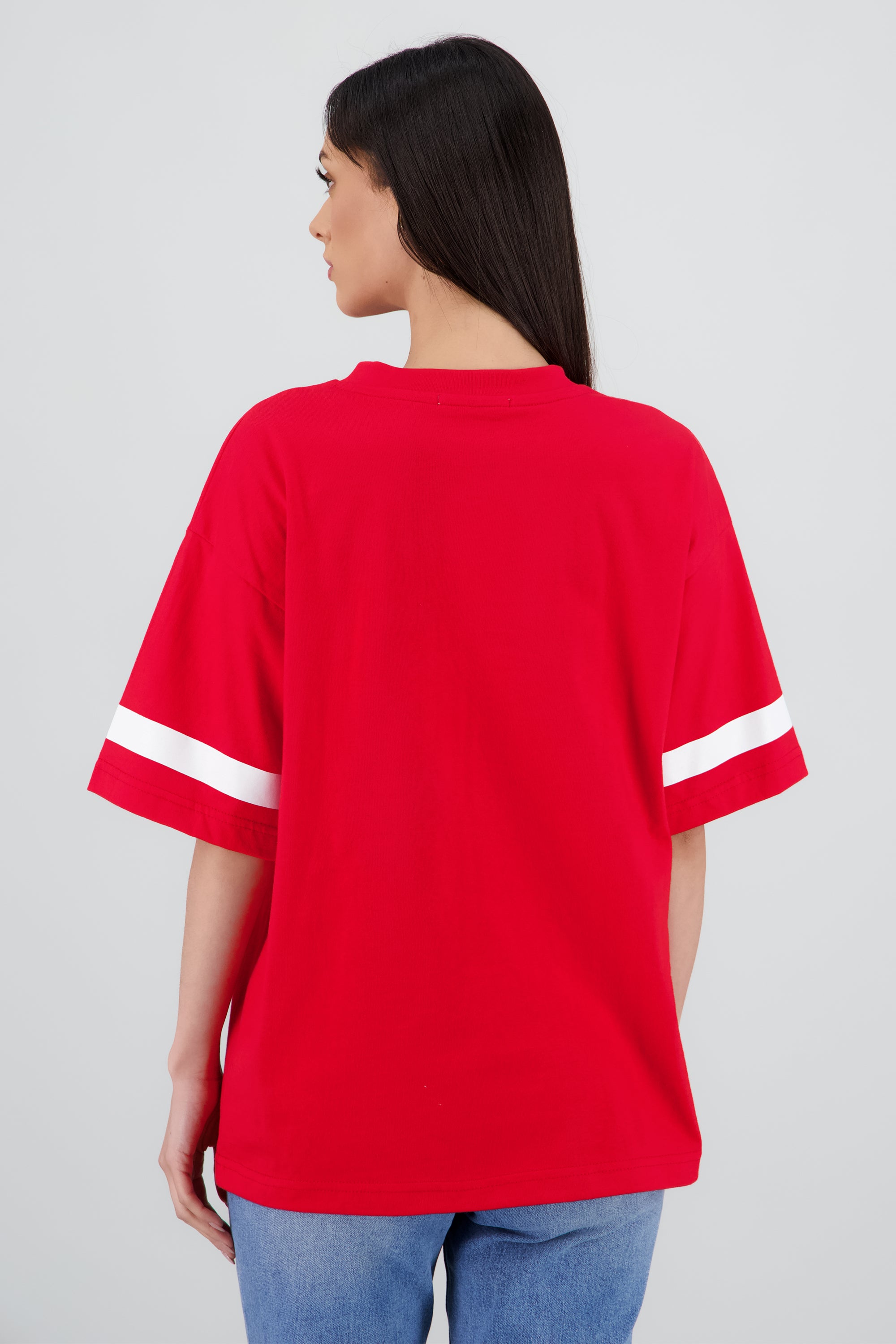 Playera oversized estampado los angeles ROJO