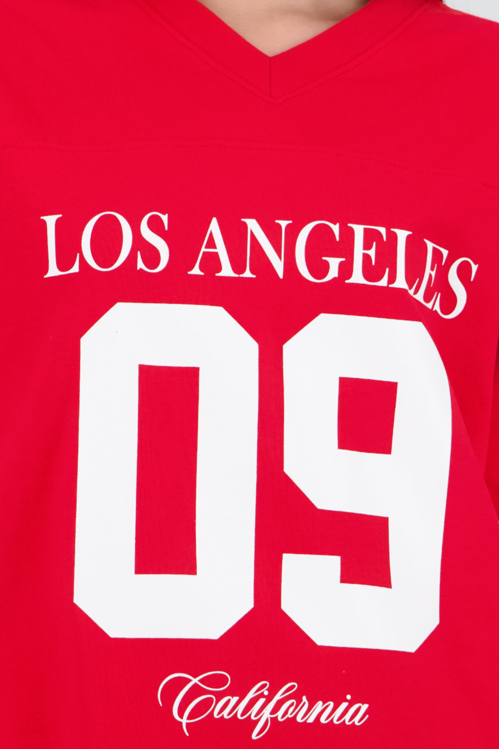Playera oversized estampado los angeles ROJO
