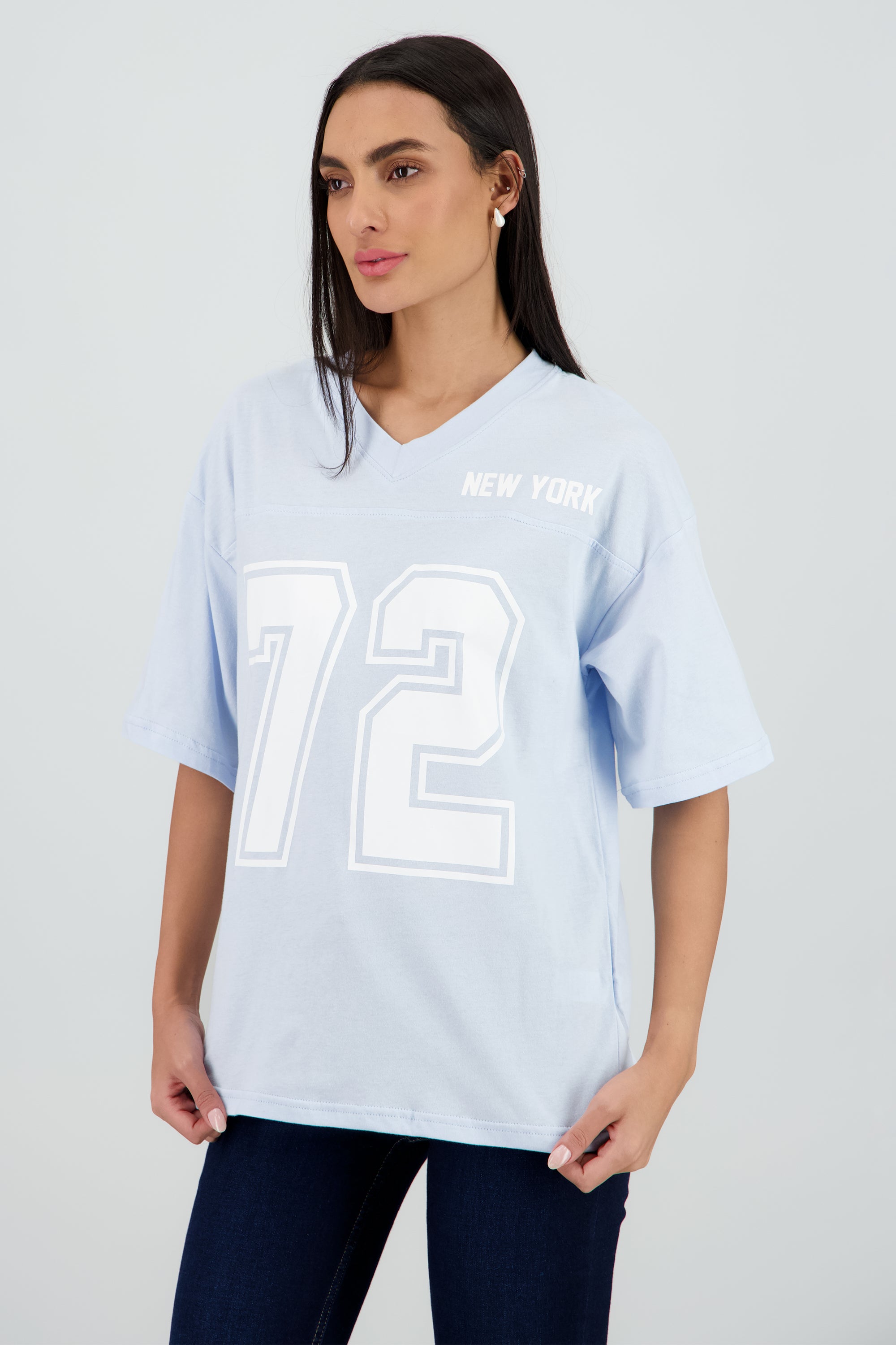 Playera estampado numeros nueva york AZUL PASTEL