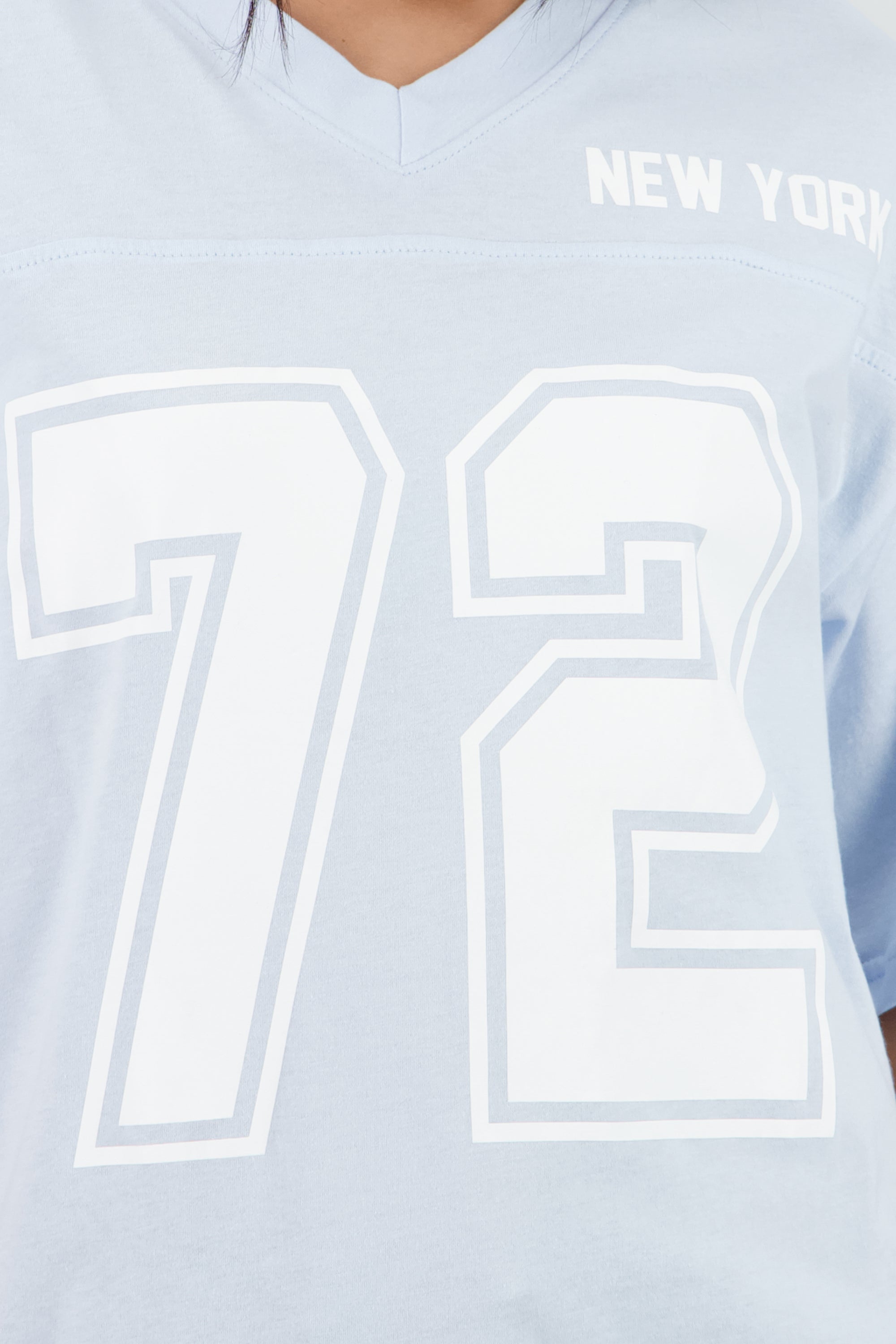 Playera estampado numeros nueva york AZUL PASTEL