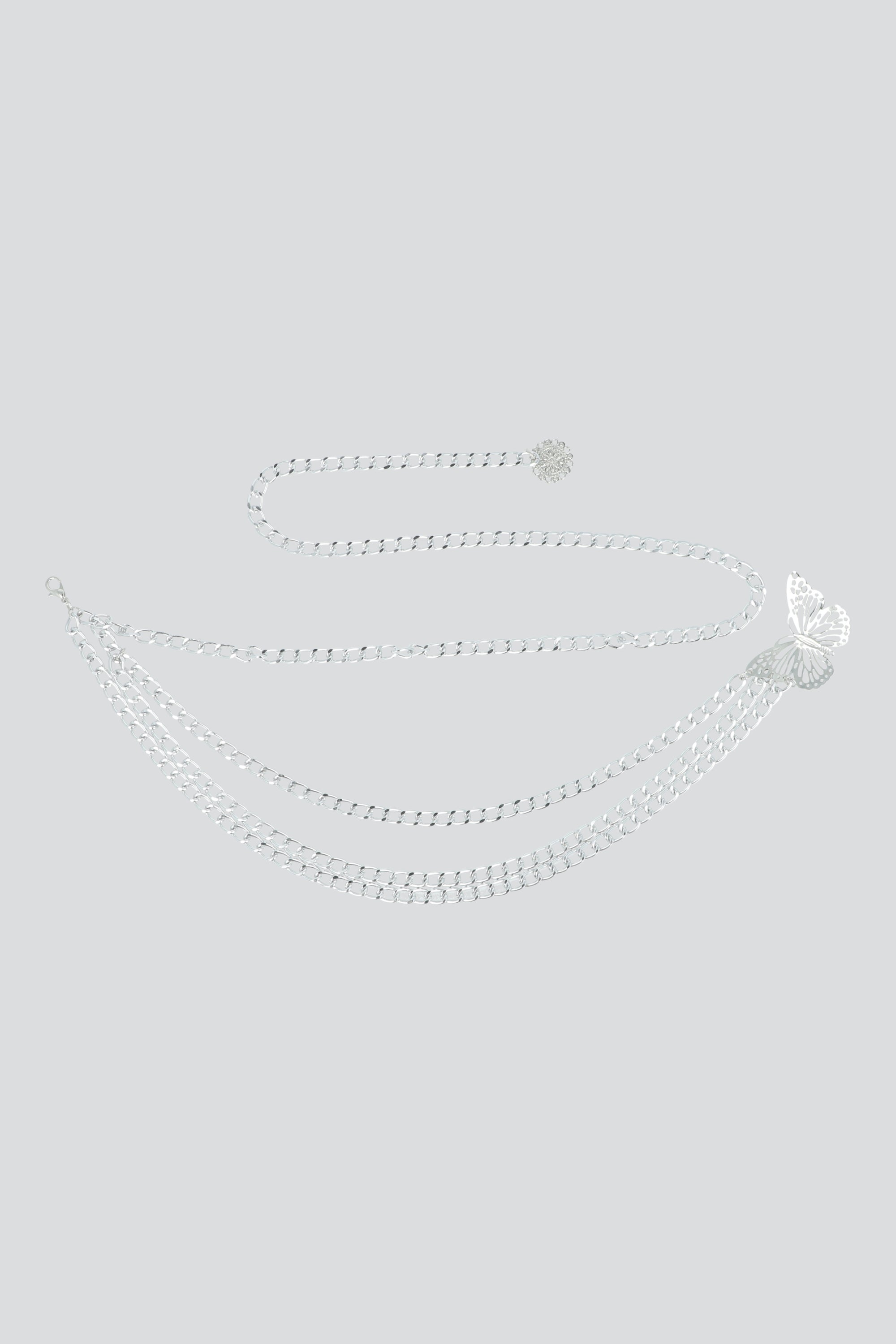 Cinturon cadena triple mariposa PLATA