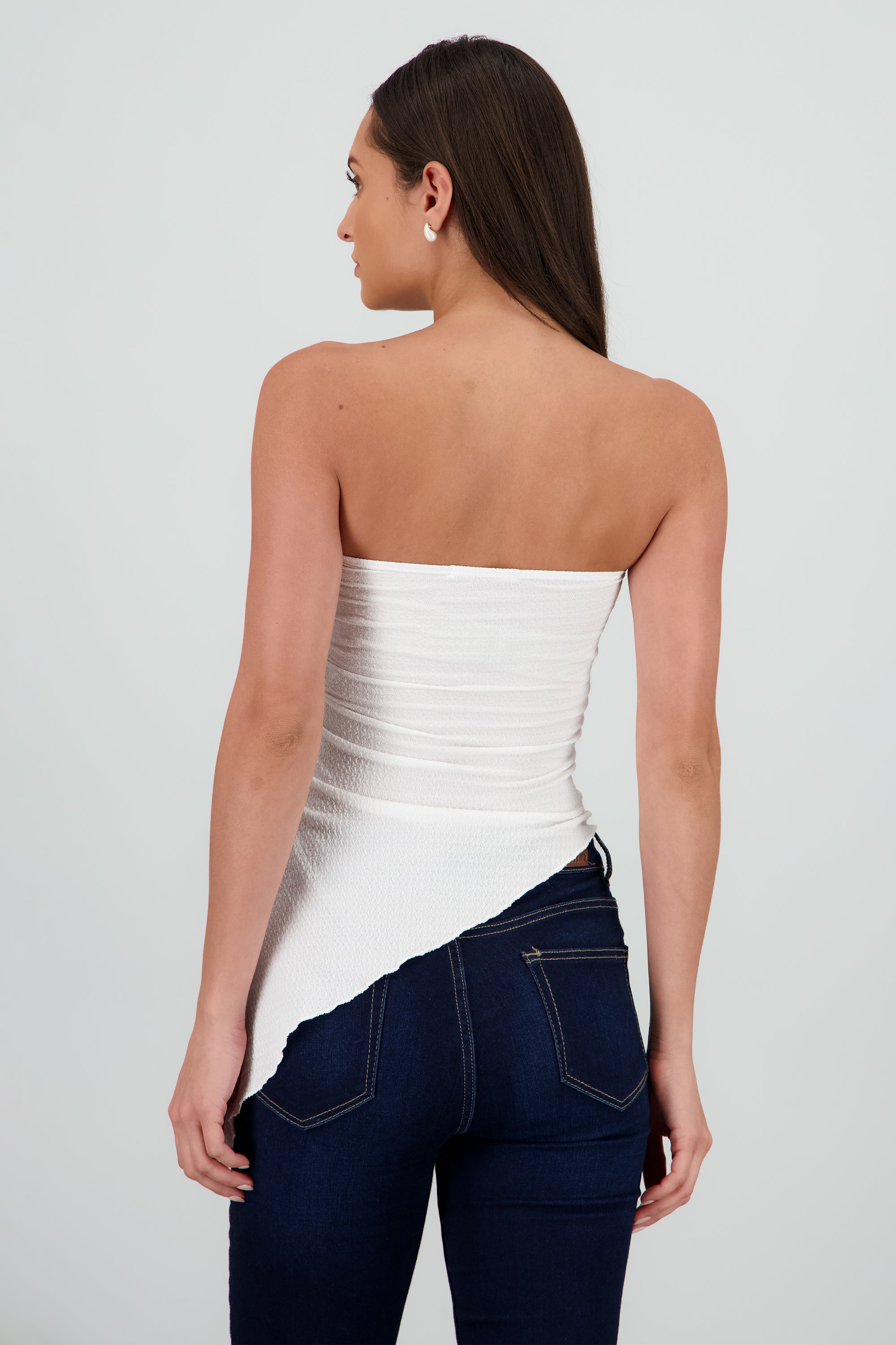 Top asimetrico textura BLANCO