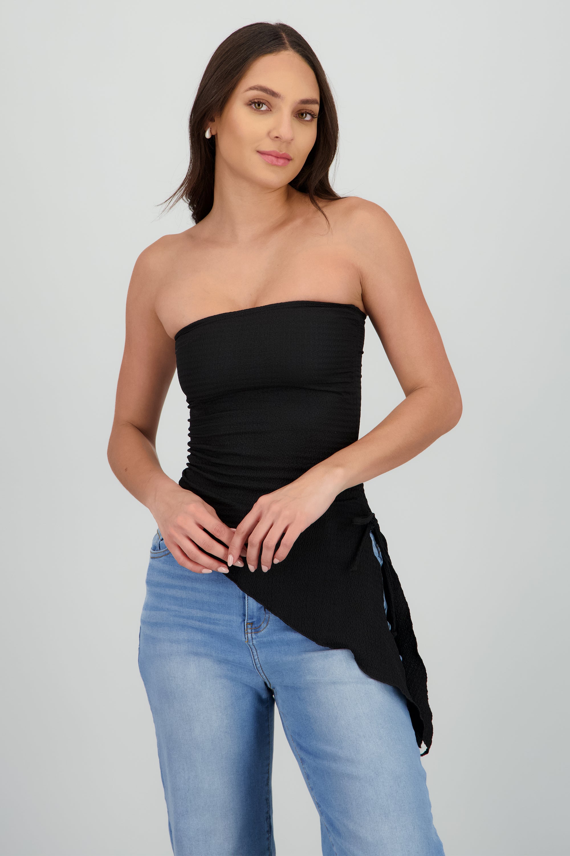 Top asimetrico textura NEGRO