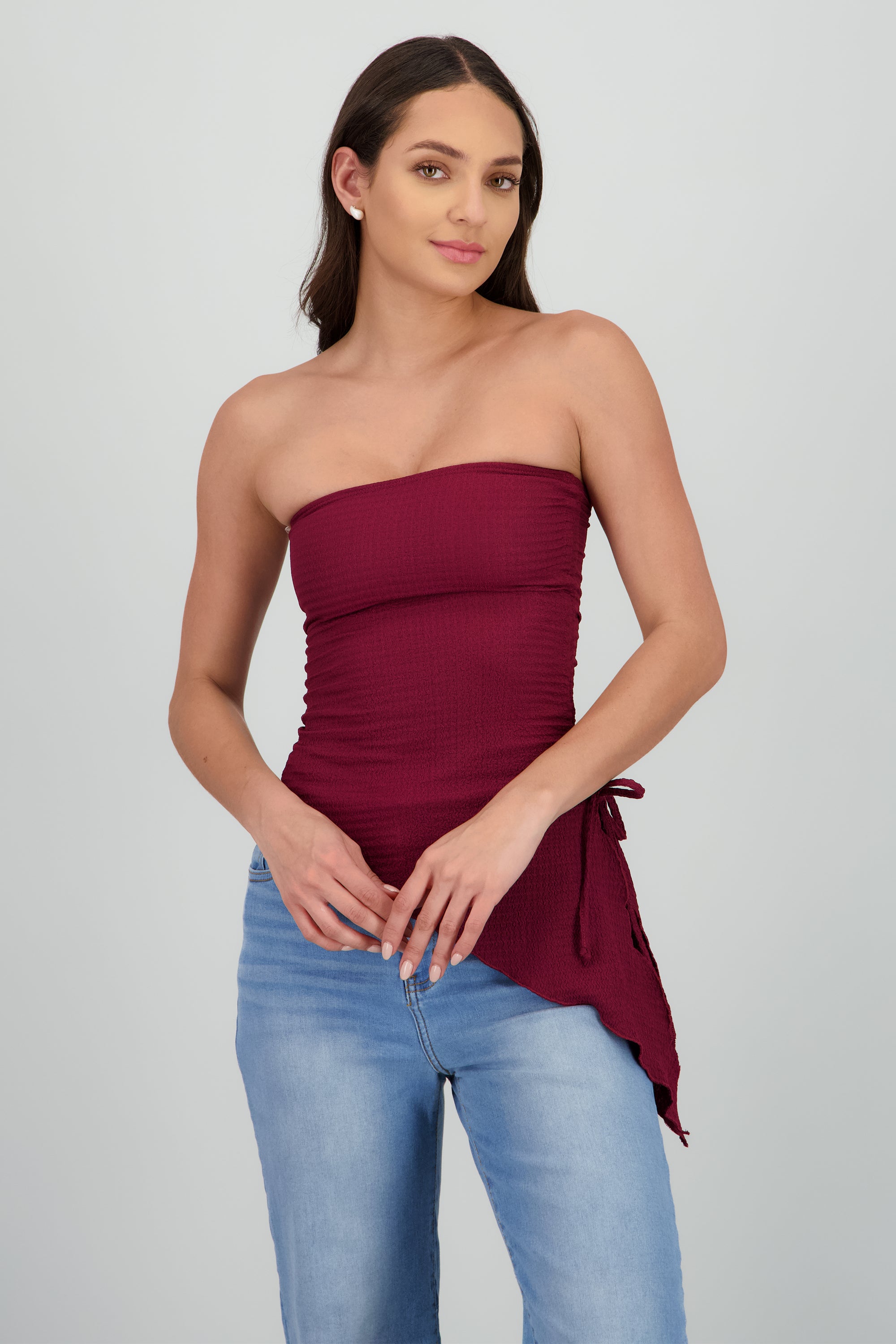 Top asimetrico textura VINO