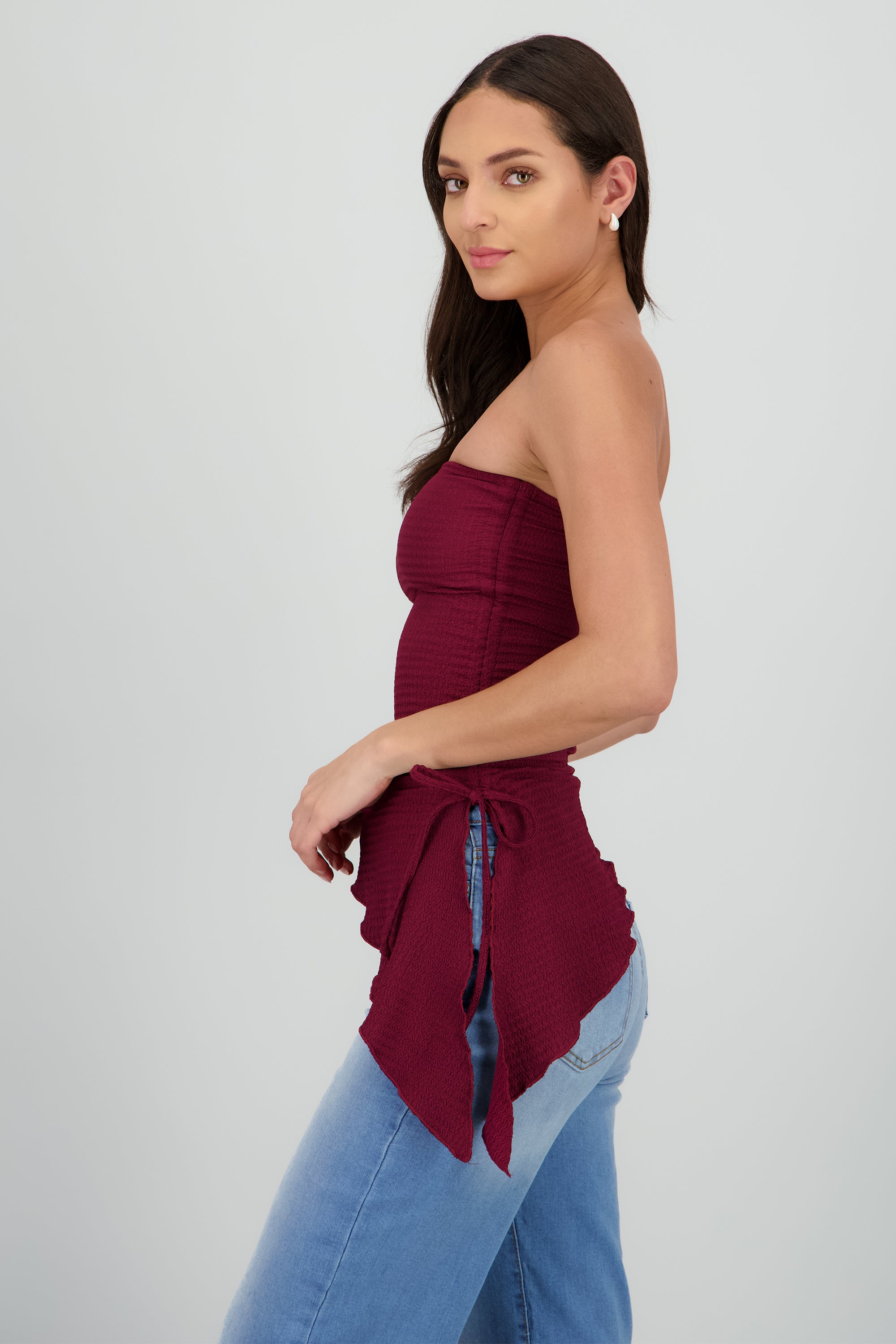 Top asimetrico textura VINO