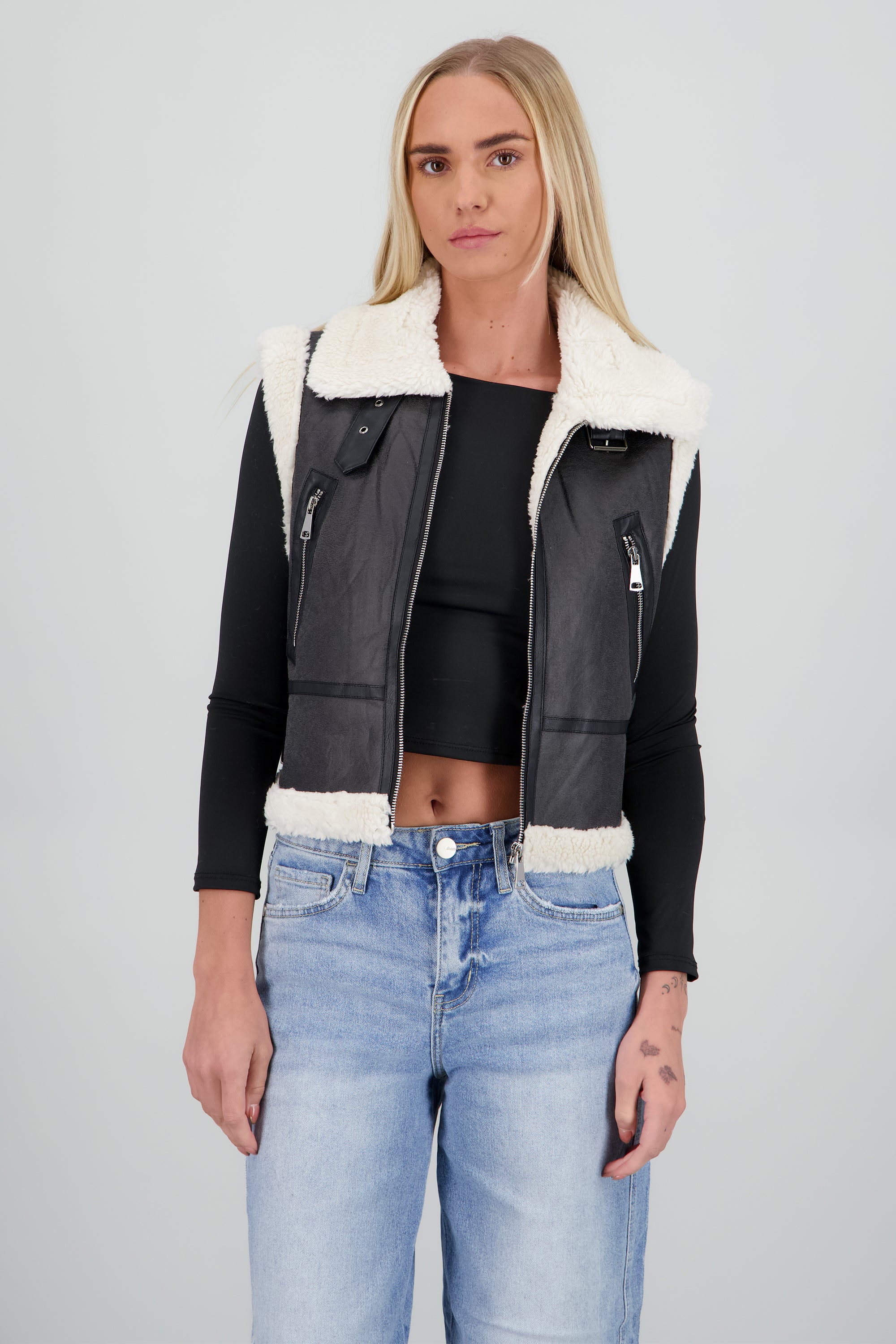 Chaleco det borrego NEGRO