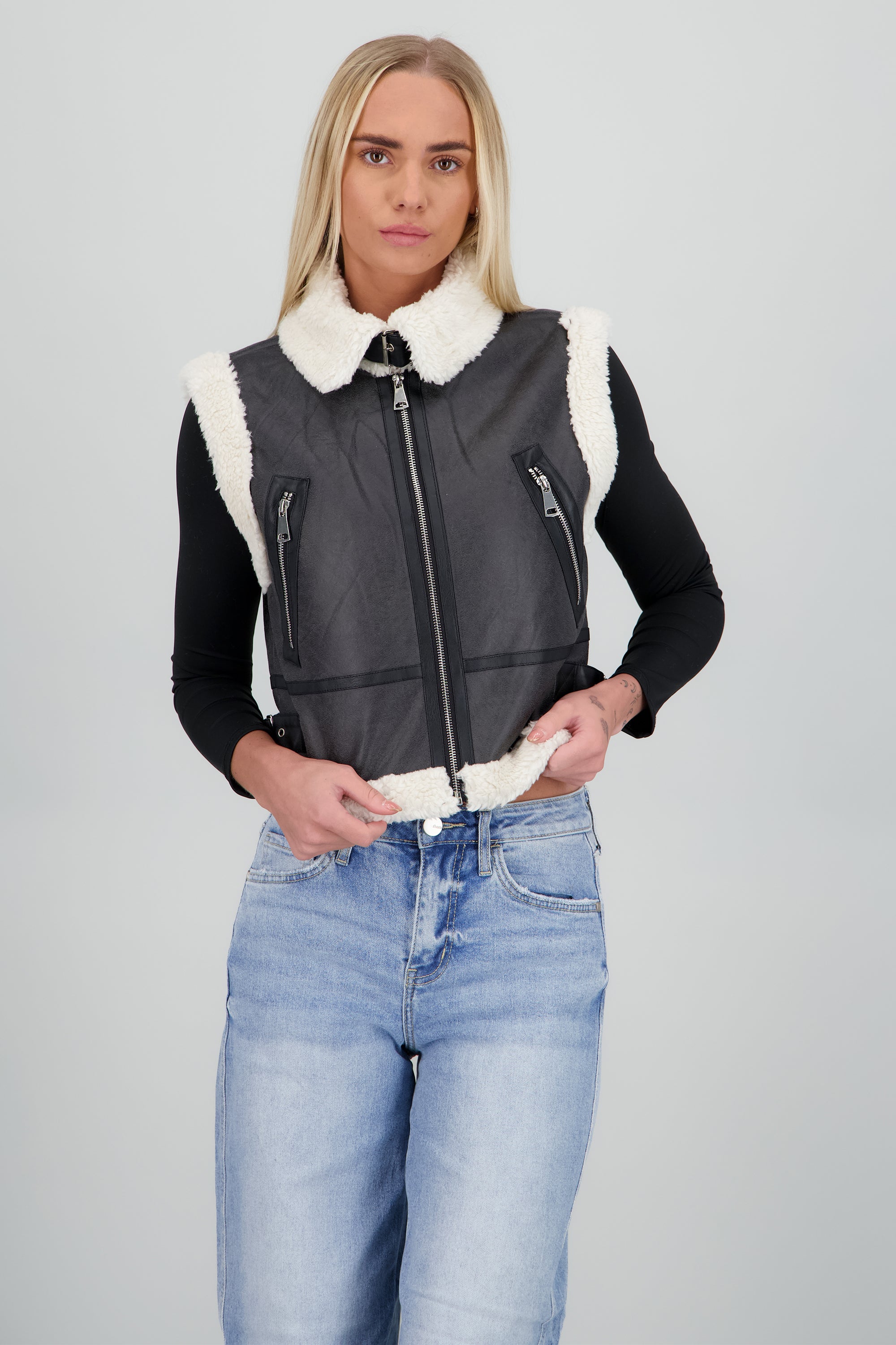 Chaleco det borrego NEGRO