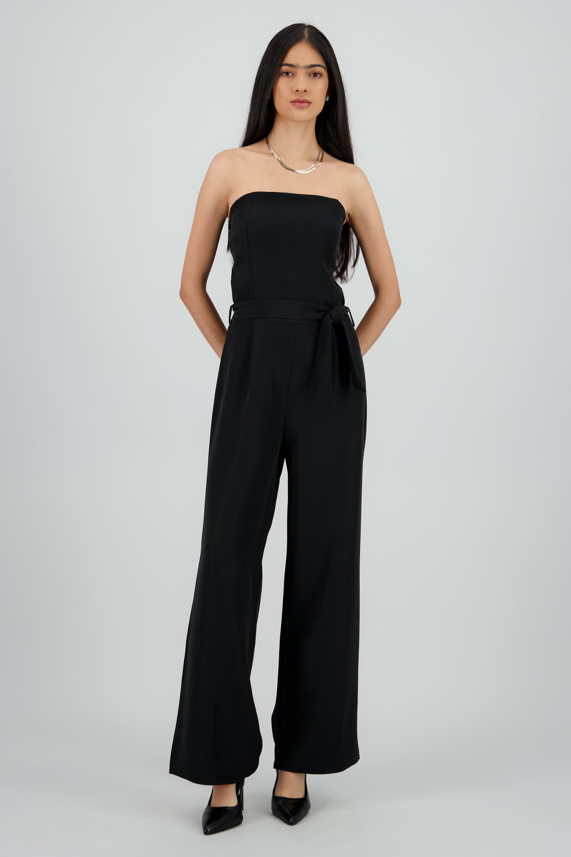 Jumpsuit wide leg strapless NEGRO