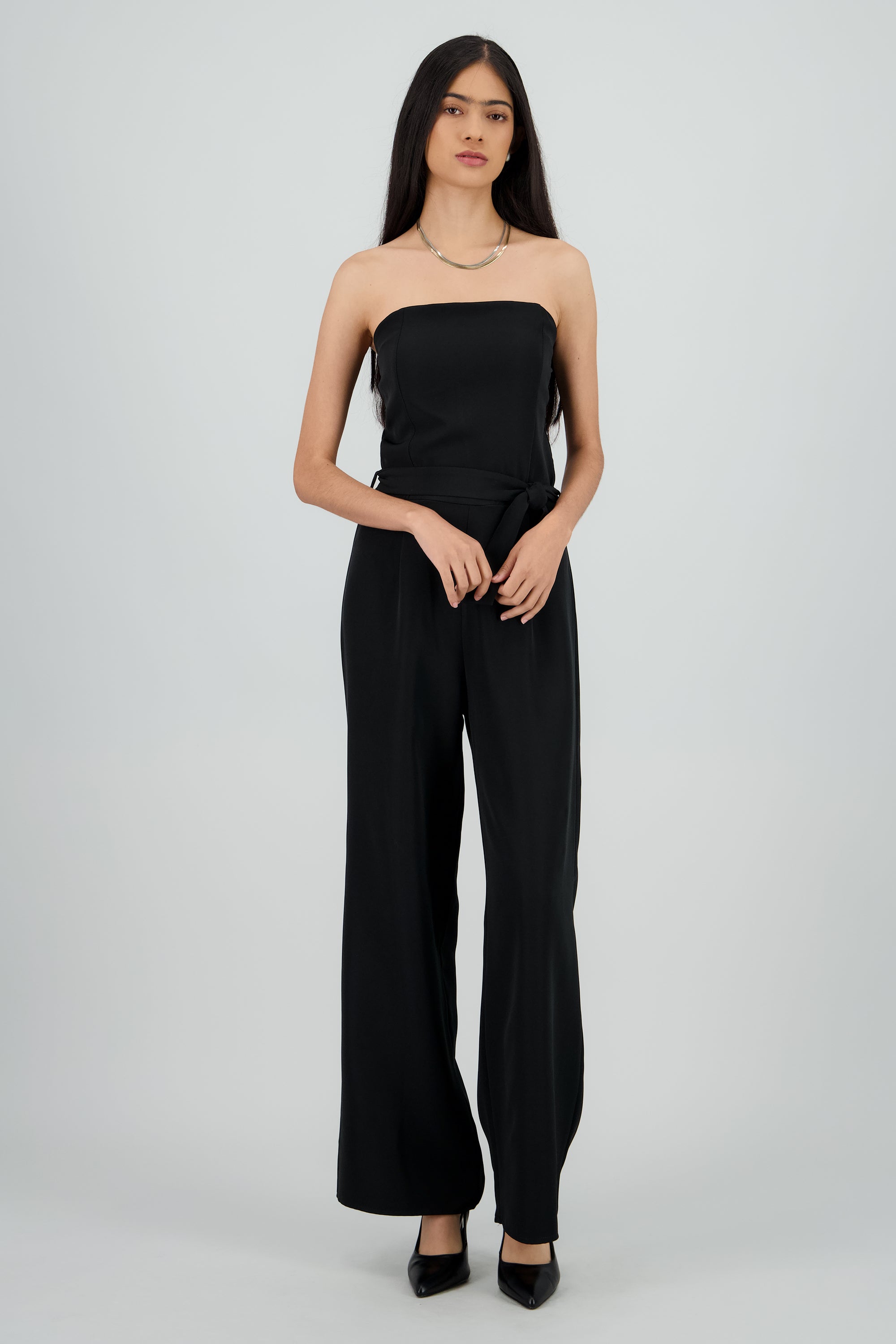 Jumpsuit wide leg strapless NEGRO