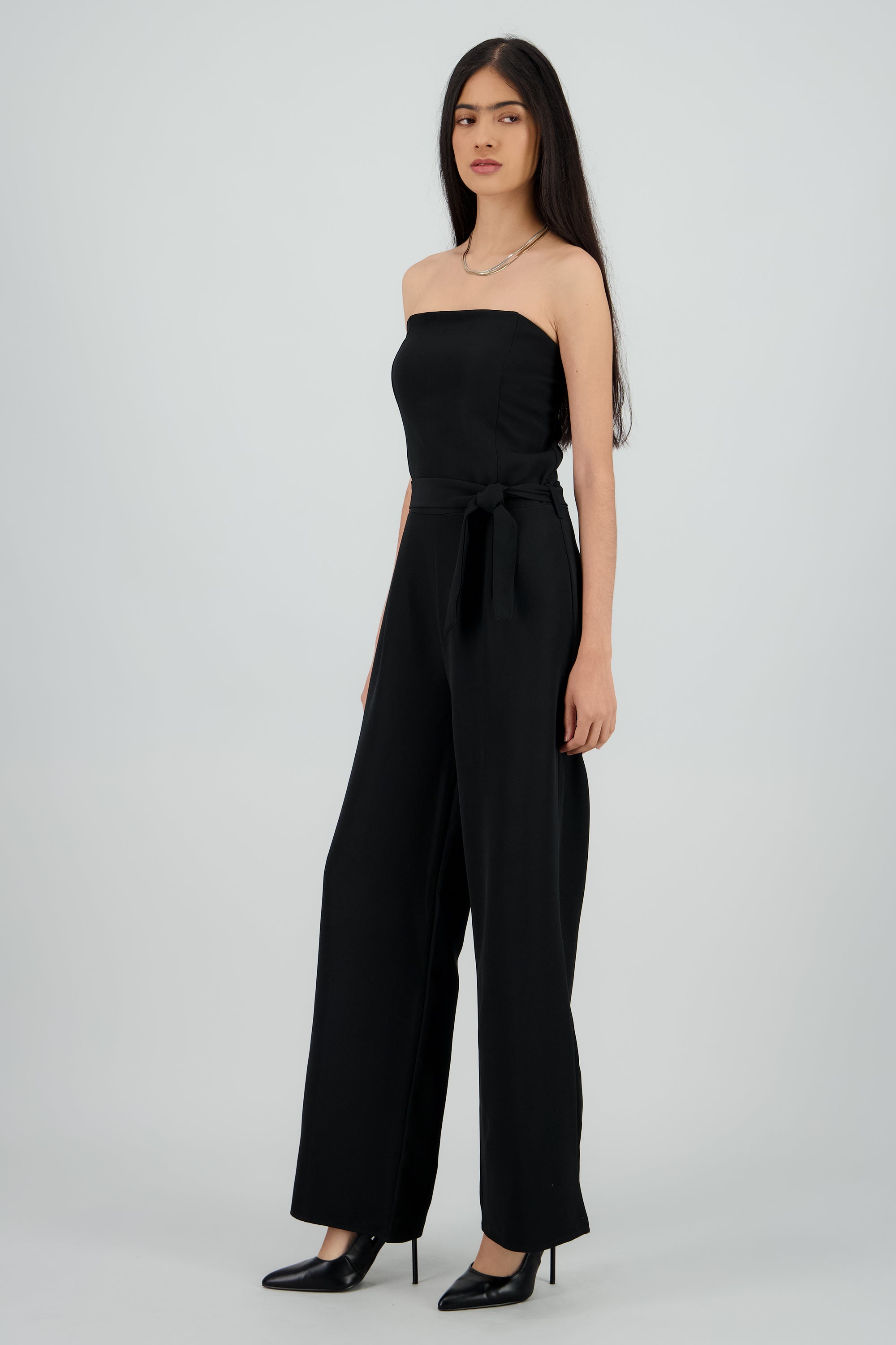 Jumpsuit wide leg strapless NEGRO