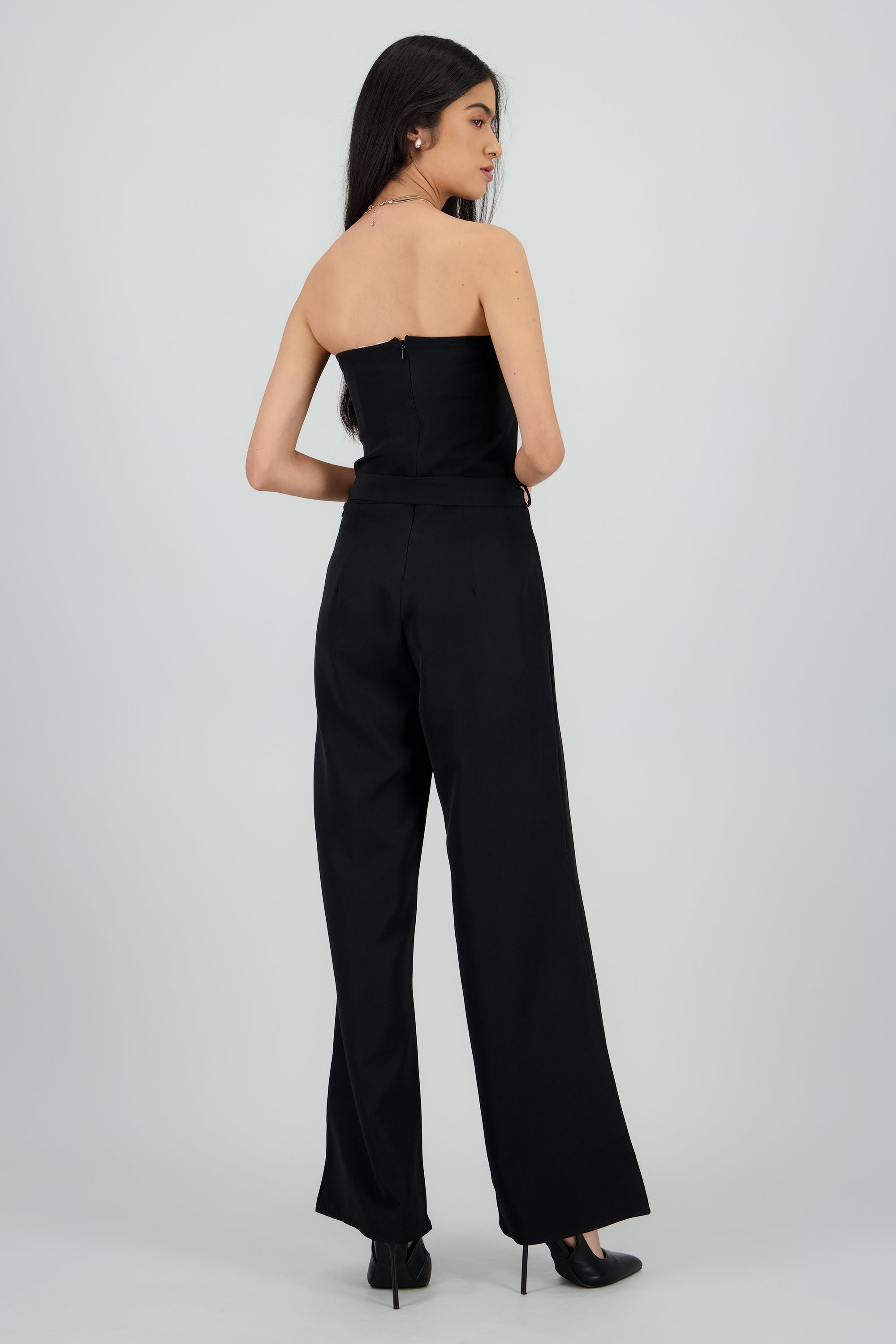 Jumpsuit wide leg strapless NEGRO