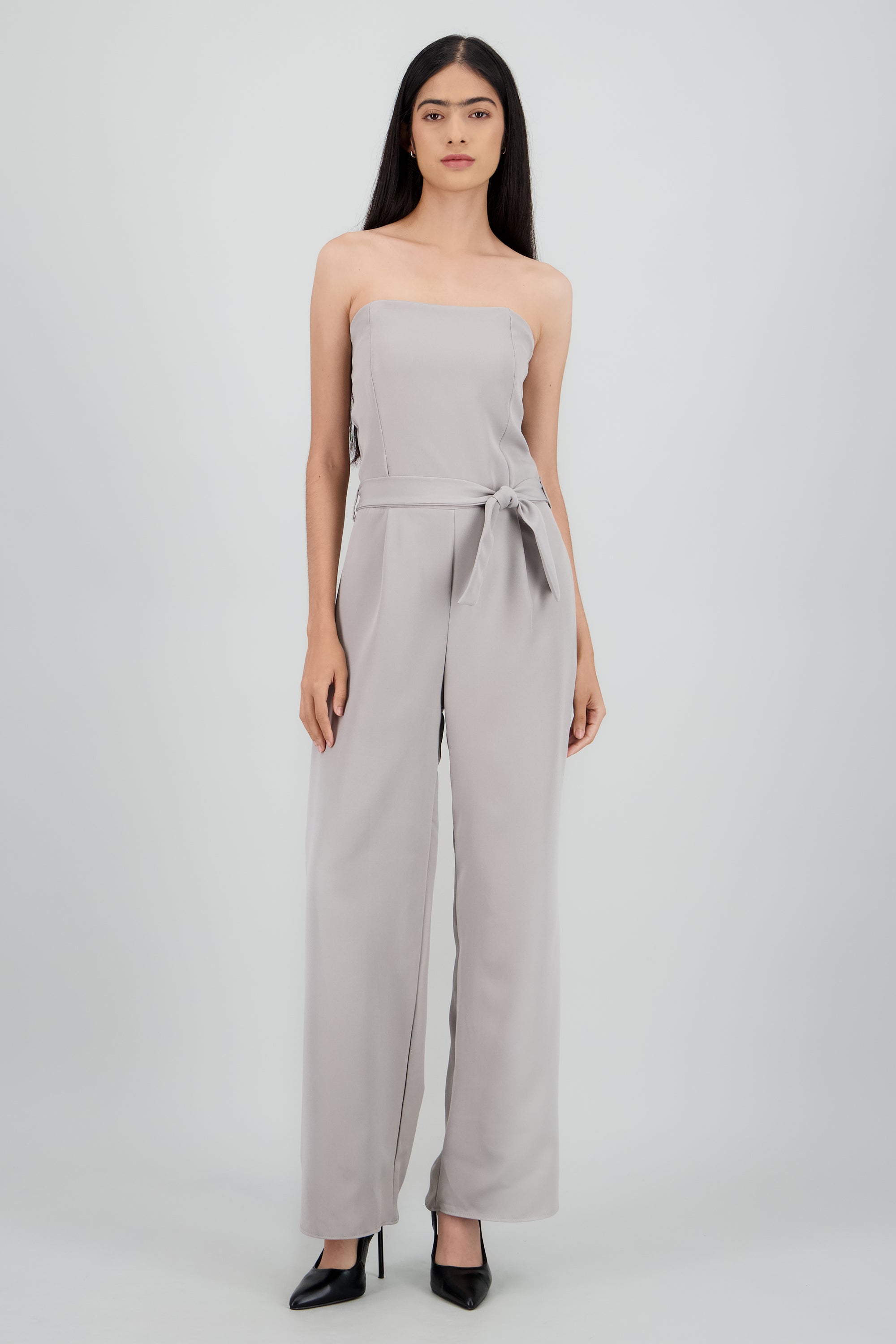 Jumpsuit wide leg strapless GREIGE