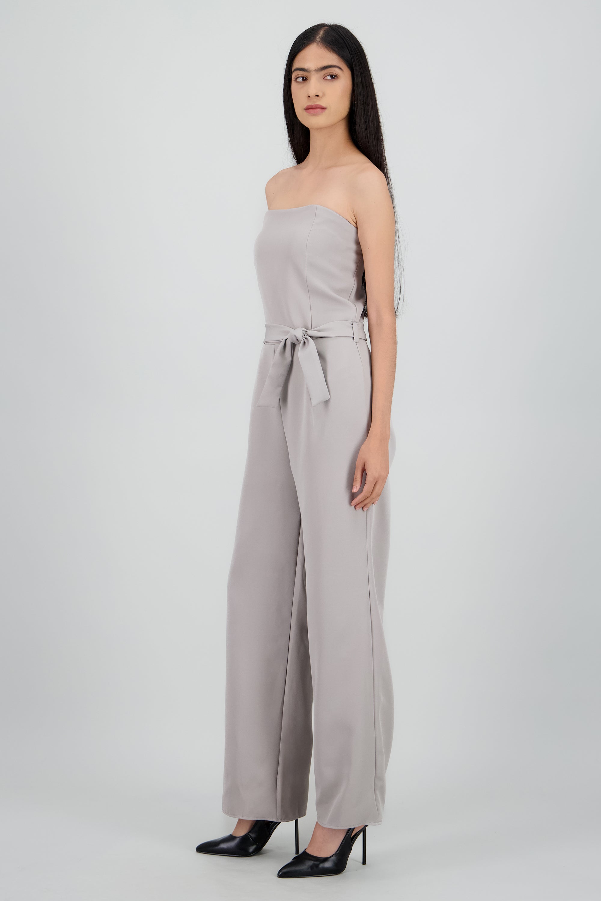 Jumpsuit wide leg strapless GREIGE