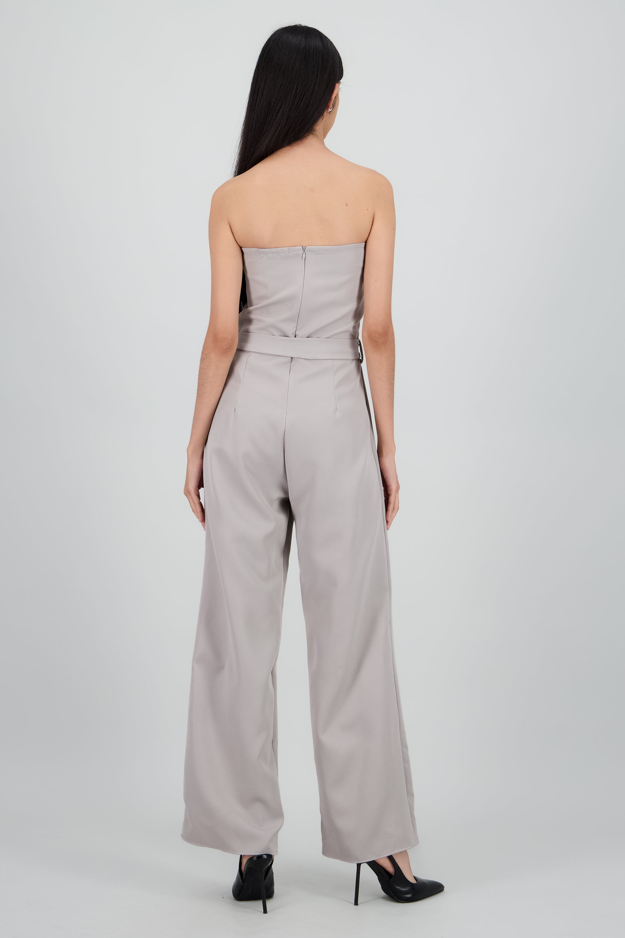 Jumpsuit wide leg strapless GREIGE