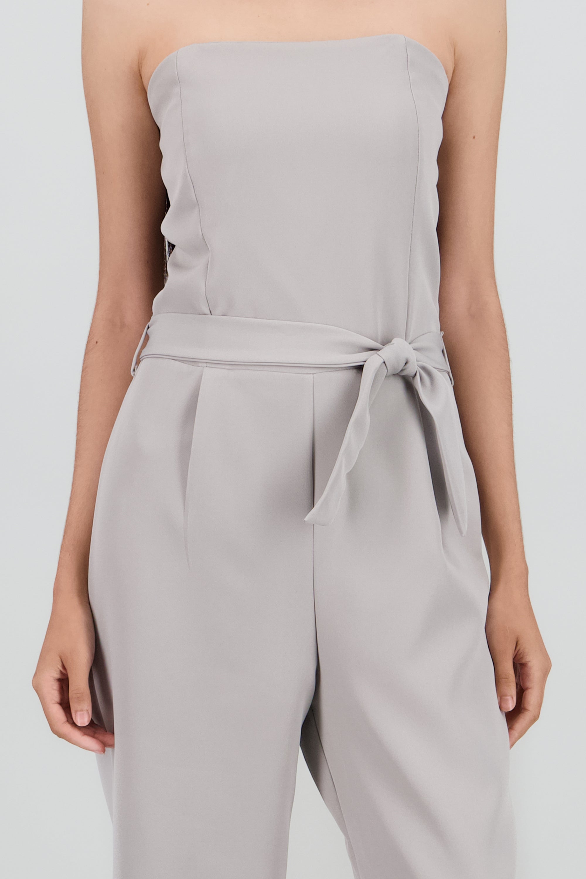 Jumpsuit wide leg strapless GREIGE