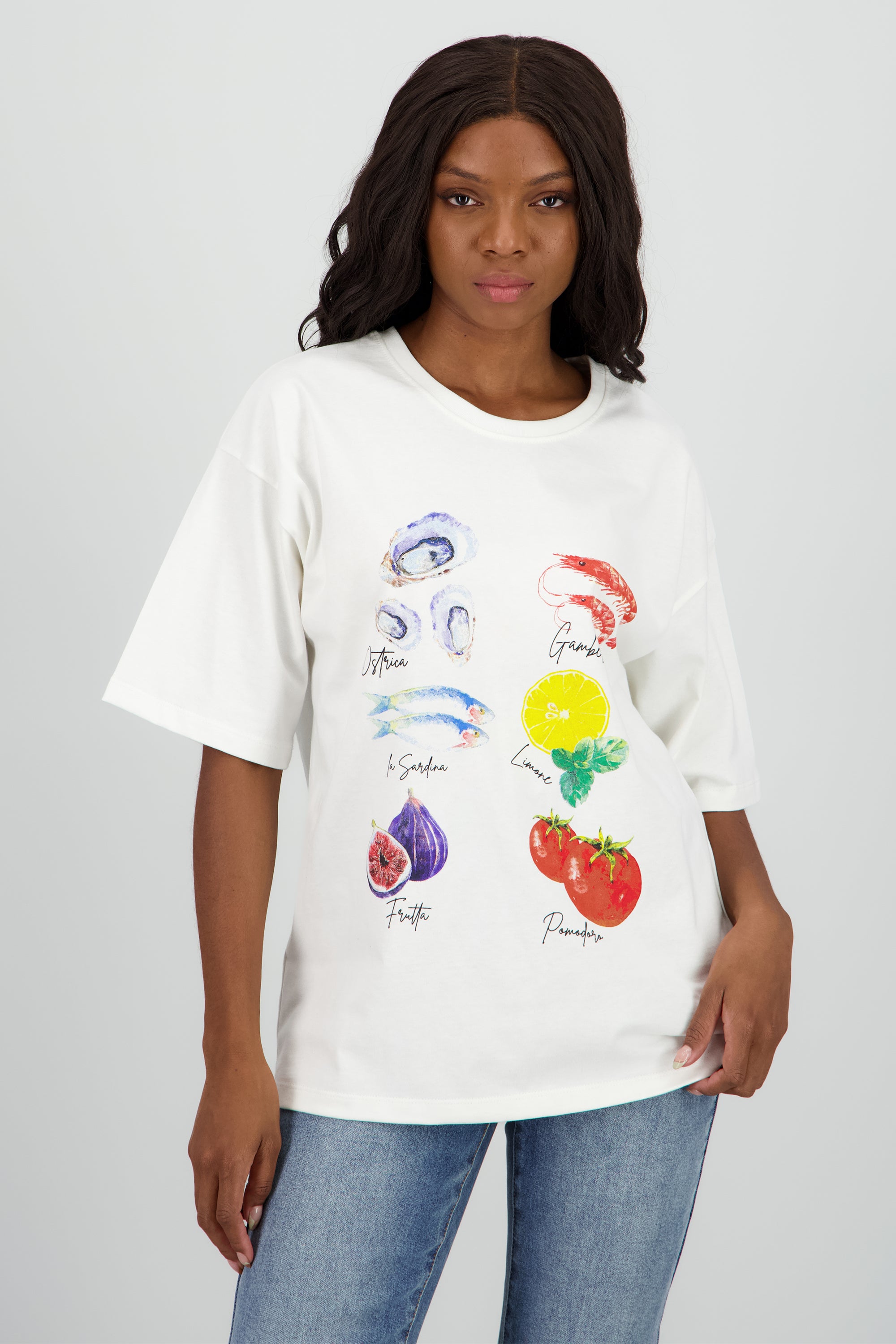 Playera estampada comida BLANCO