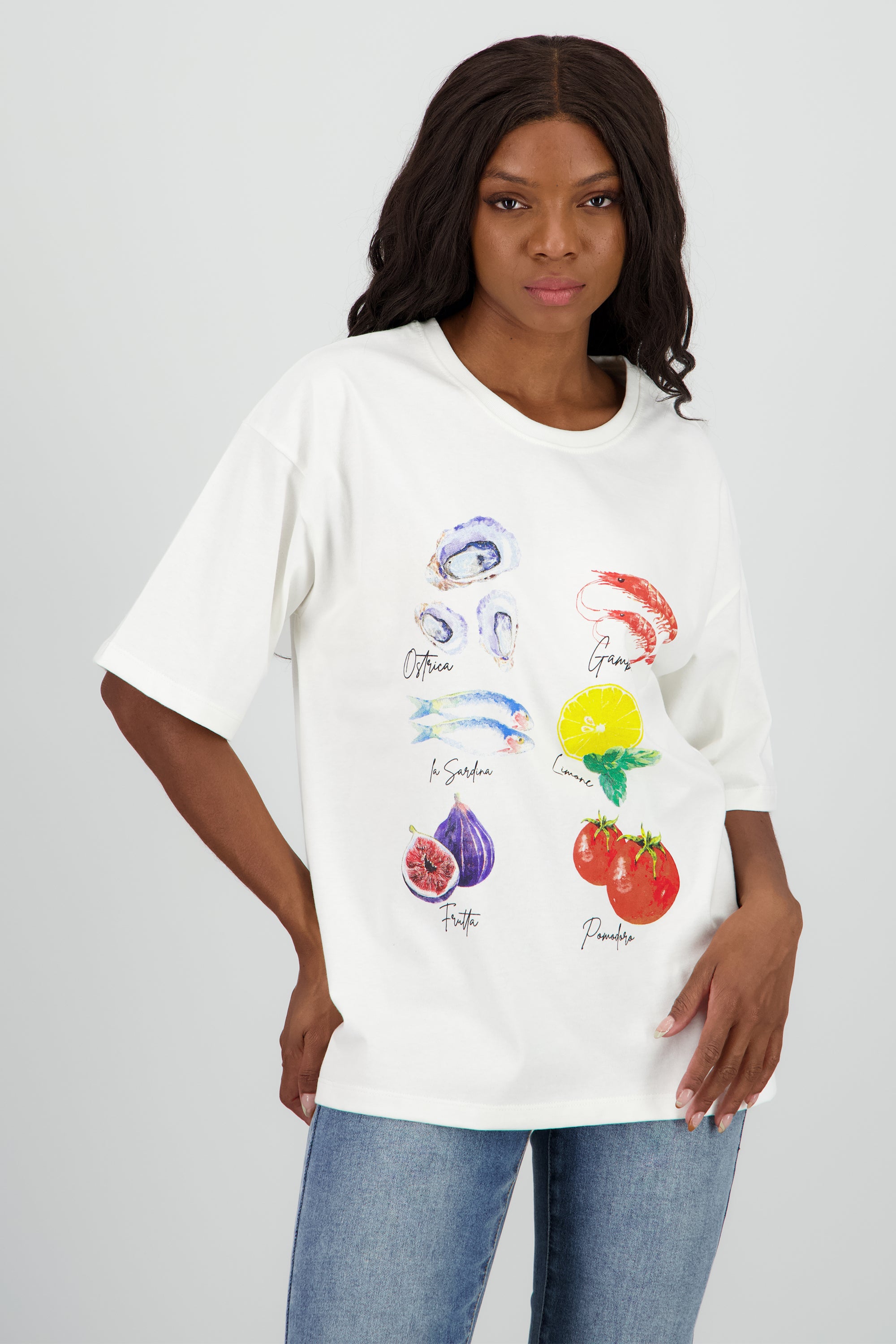 Playera estampada comida BLANCO