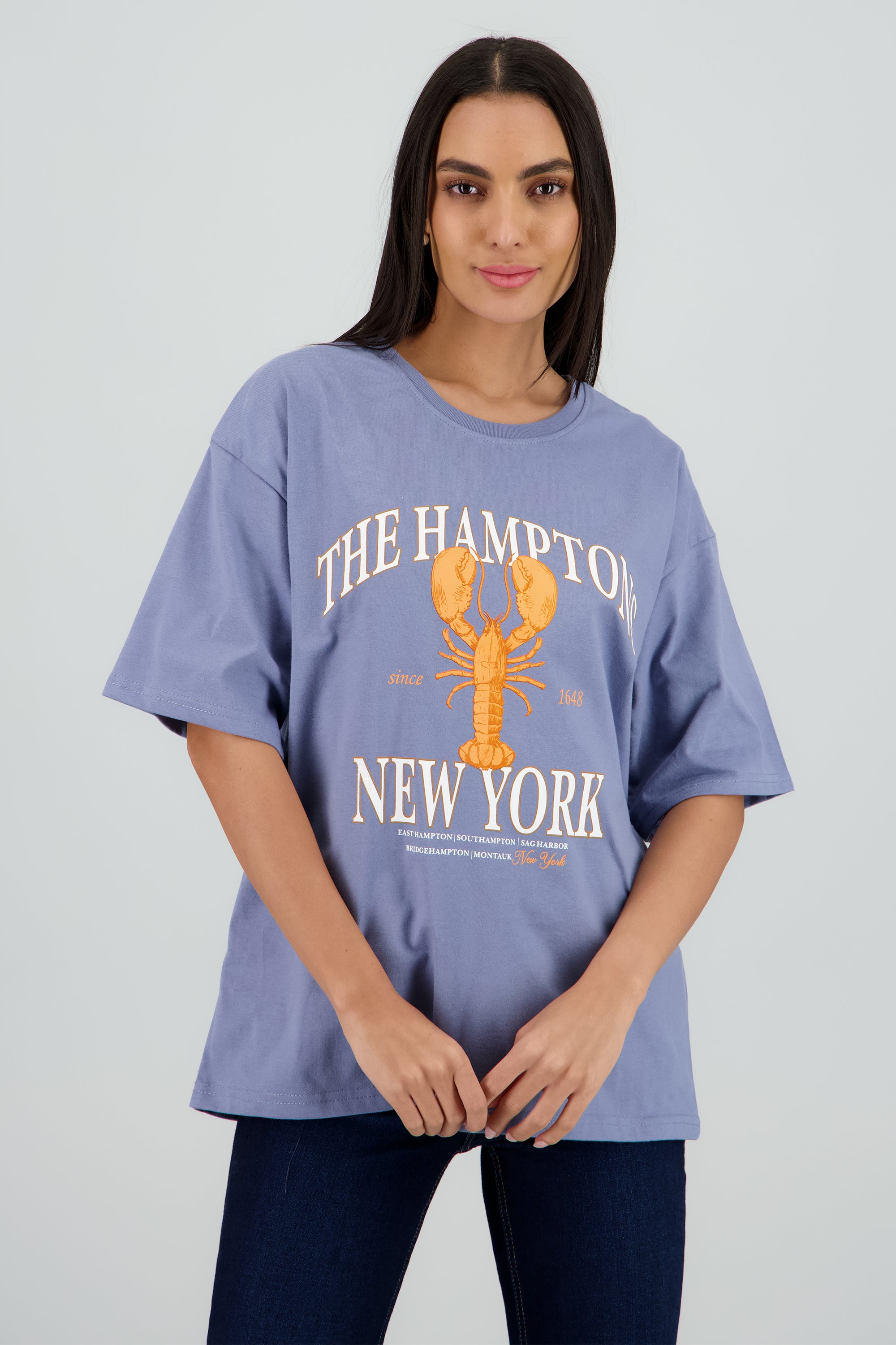 Playera estampado langosta new york AZUL