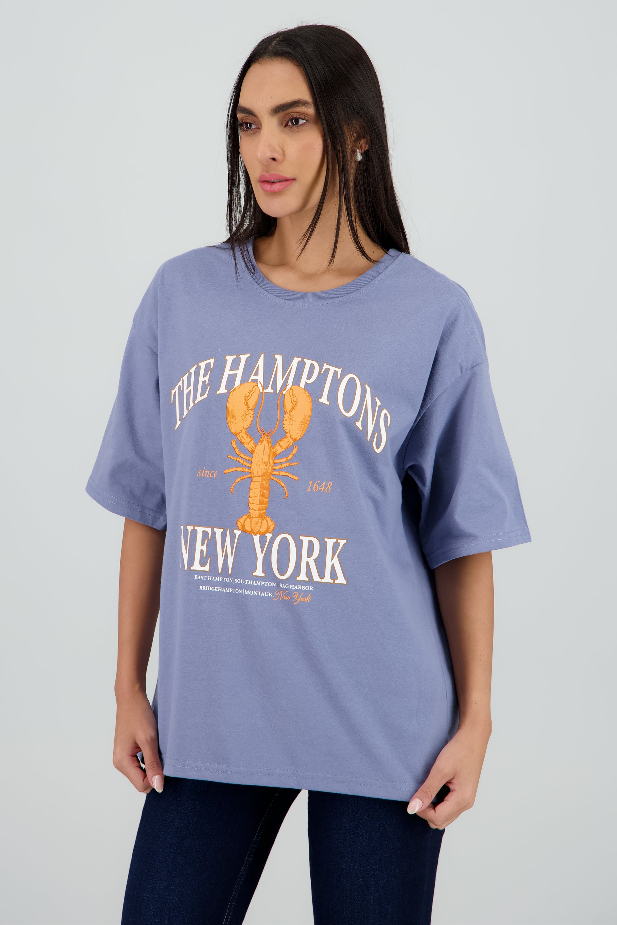 Playera estampado langosta new york AZUL
