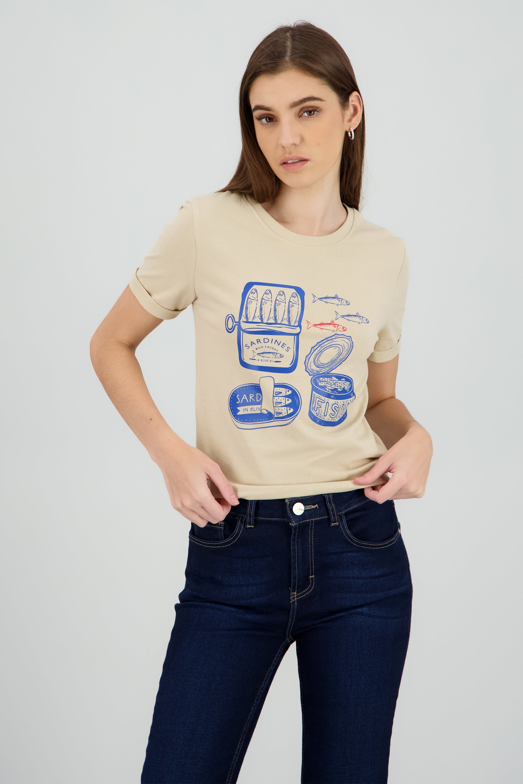 Playera estampada sardinas ARENA