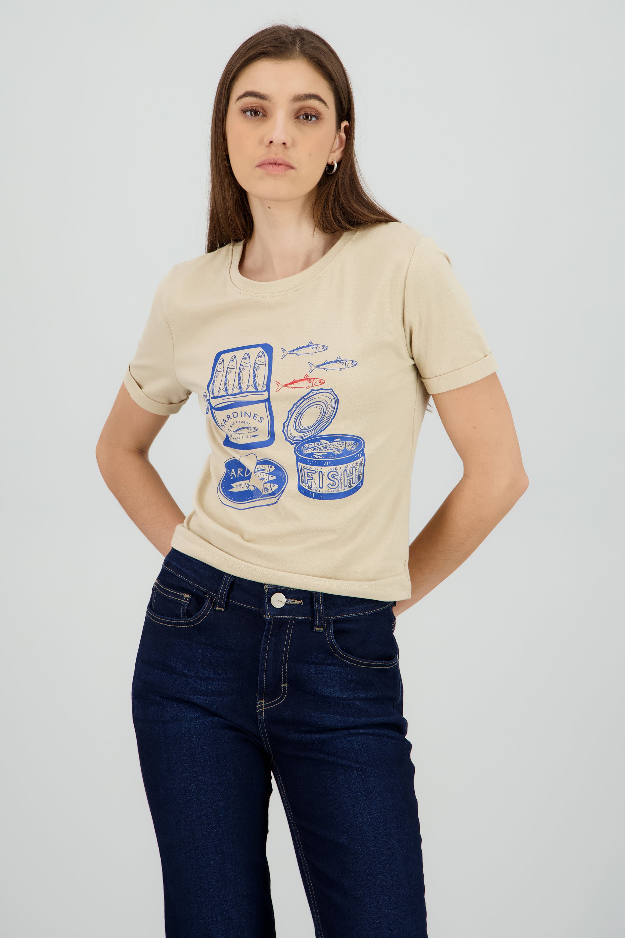 Playera estampada sardinas ARENA