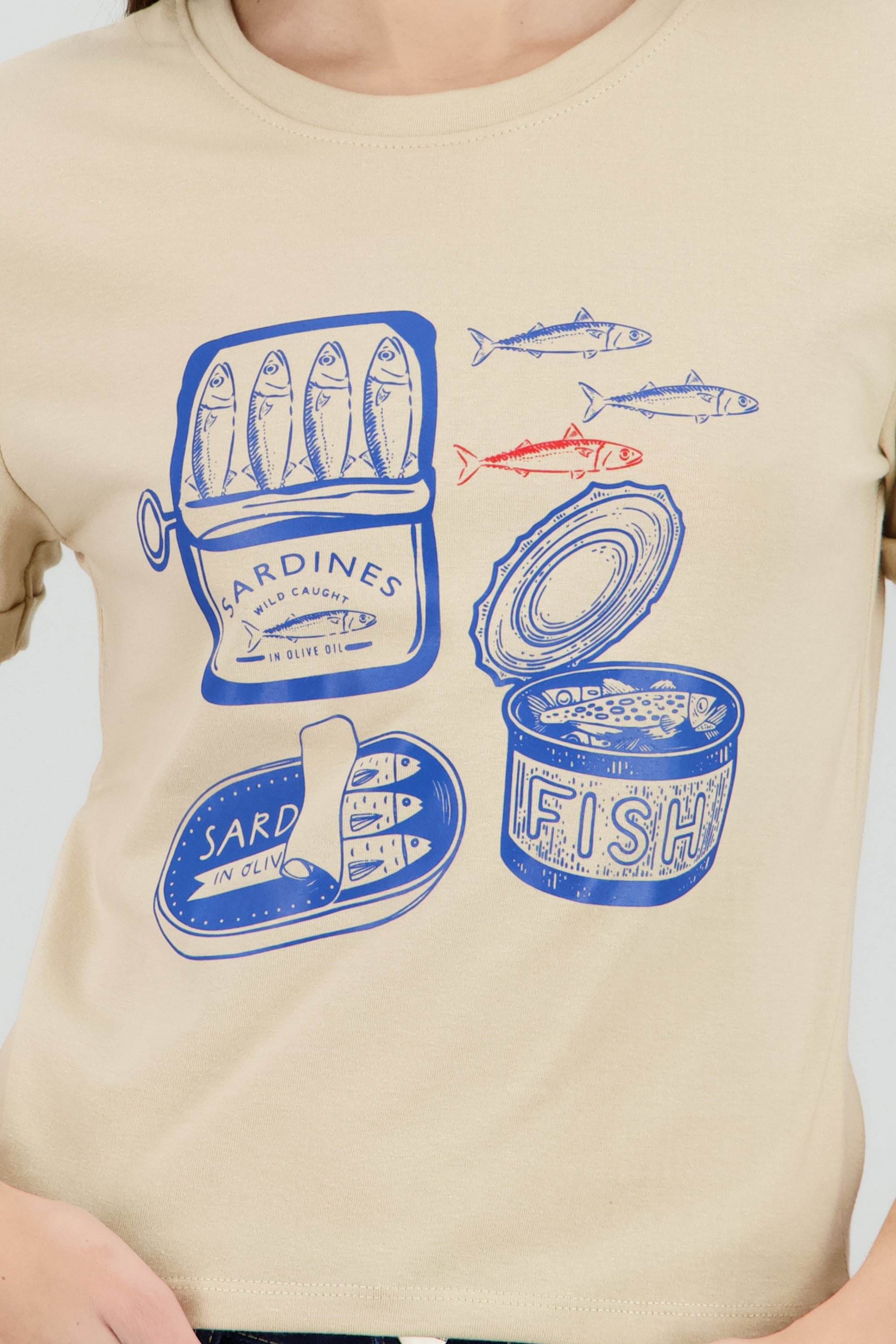 Playera estampada sardinas ARENA