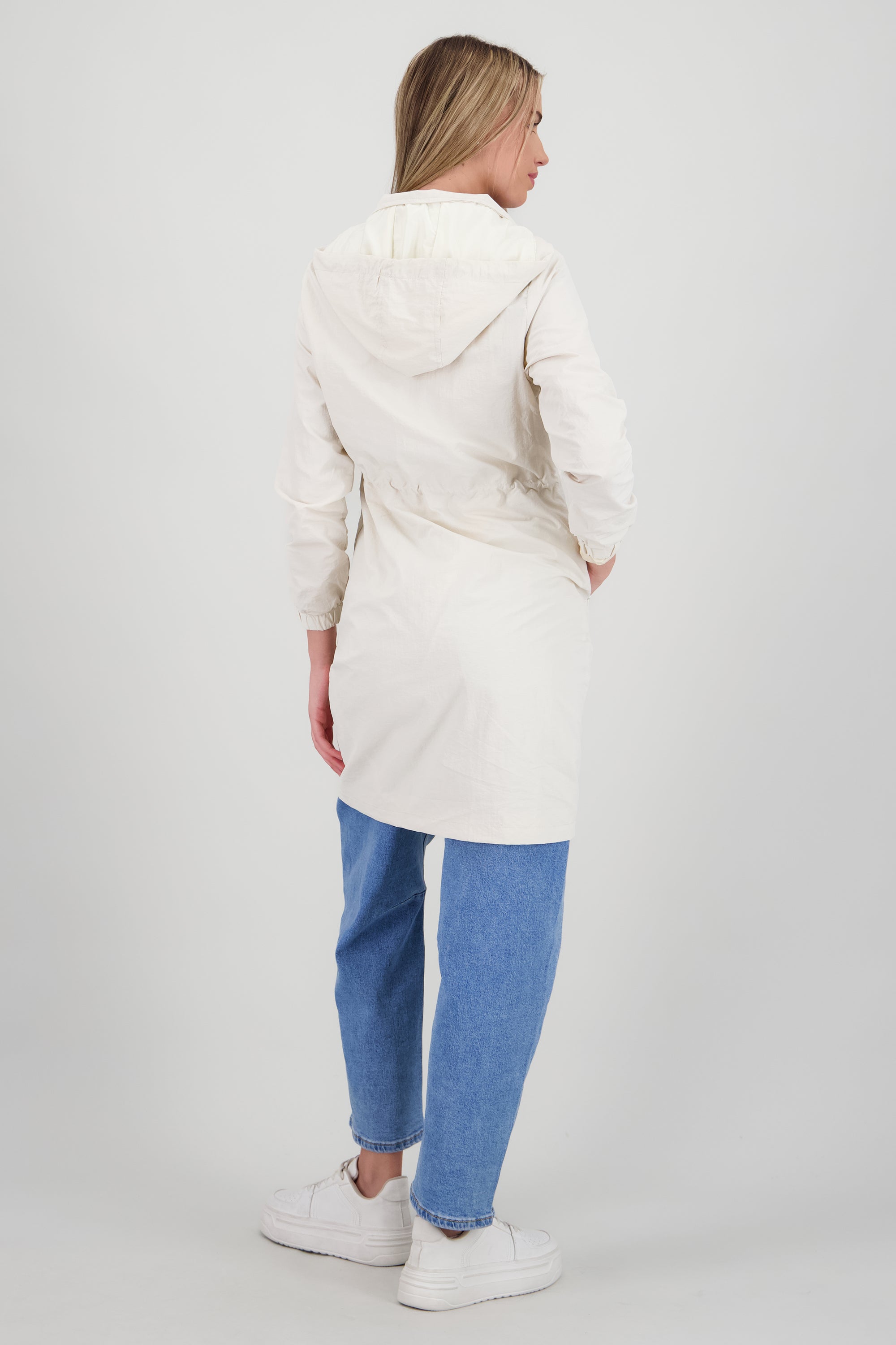 Gabardina midi con gorro HUESO