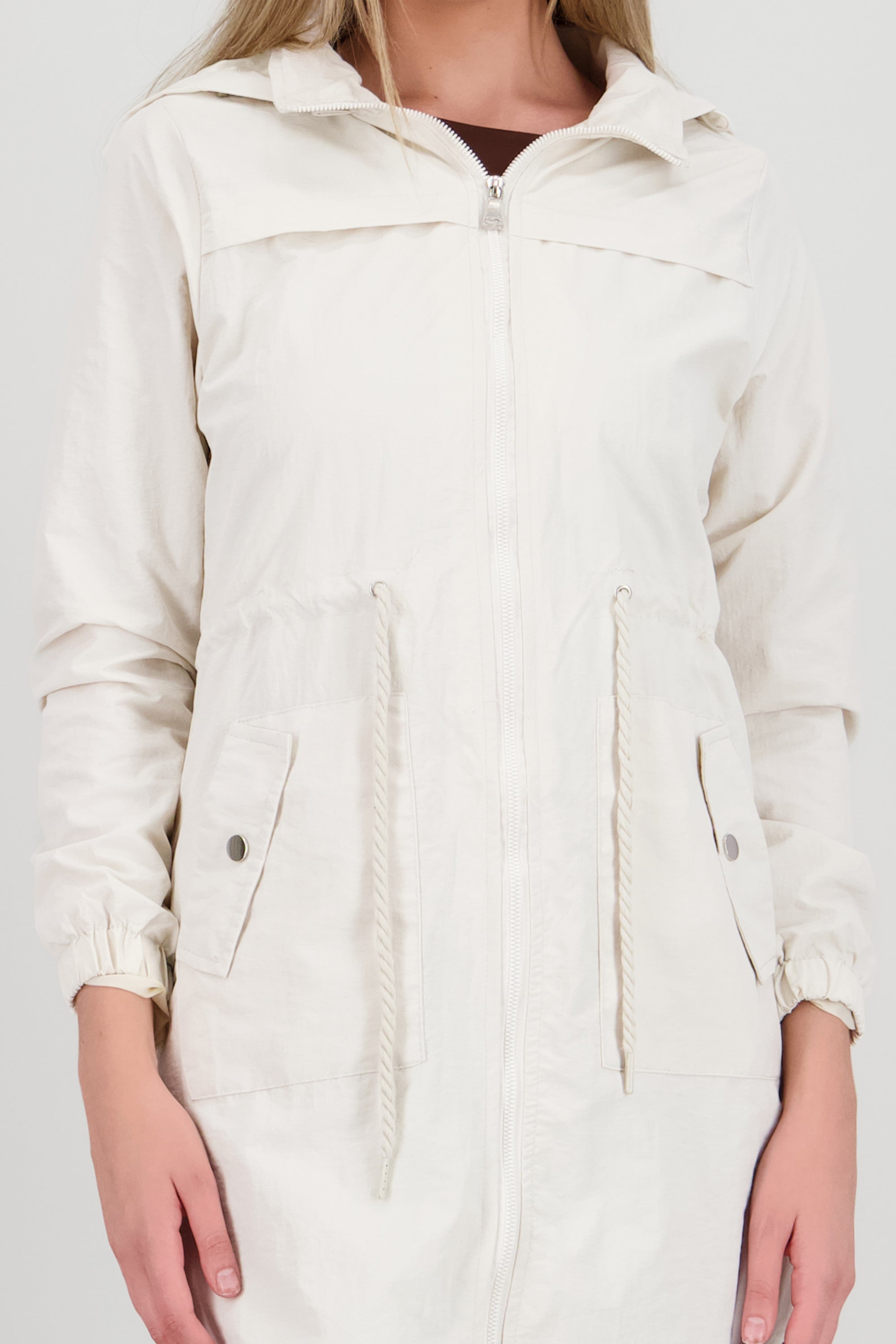 Gabardina midi con gorro HUESO