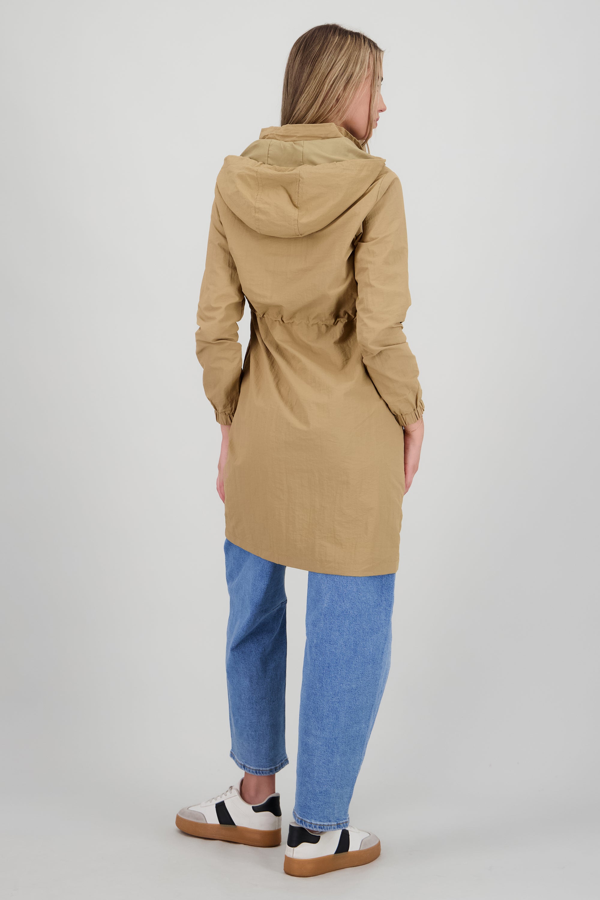 Gabardina midi con gorro KHAKI