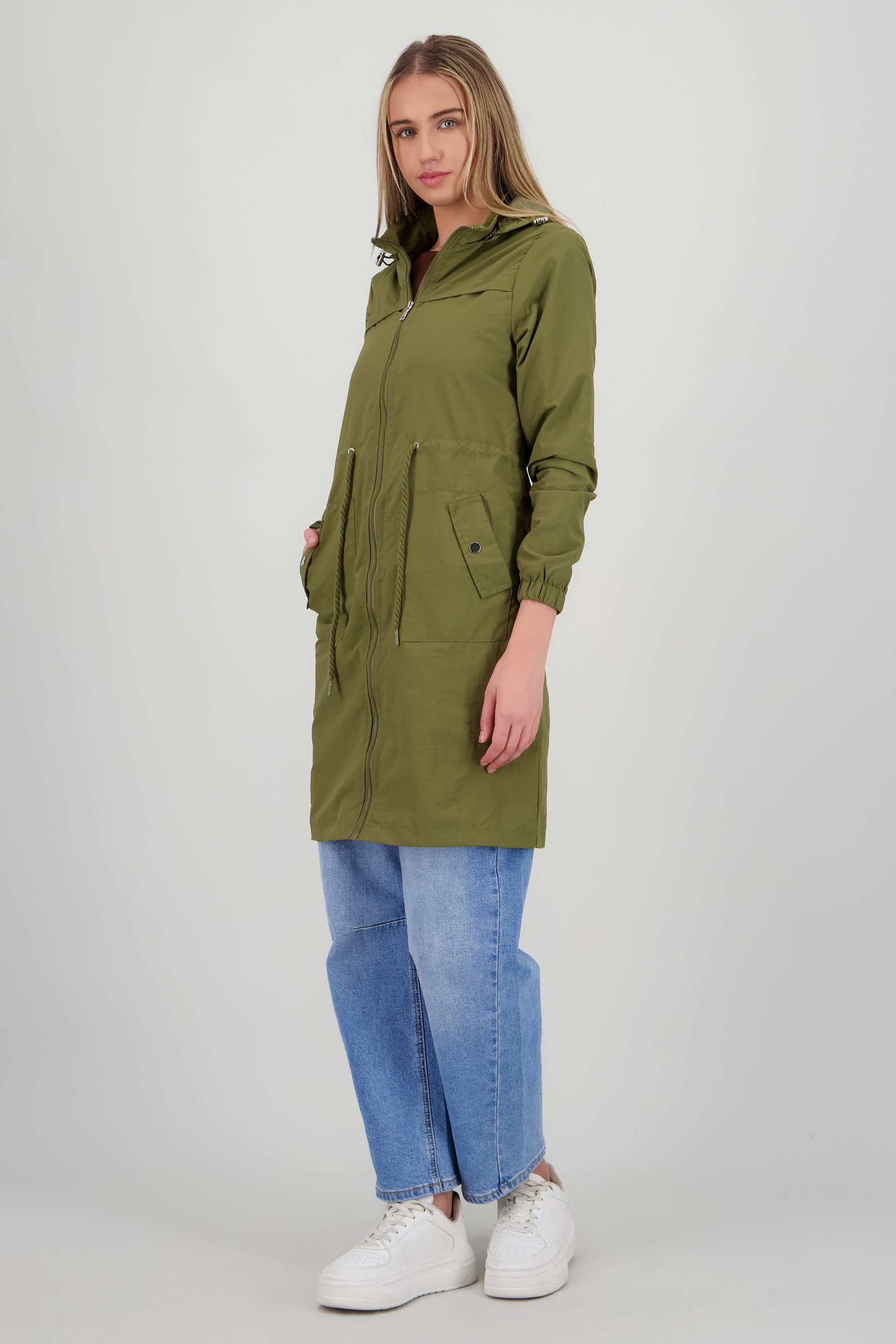 Gabardina midi con gorro OLIVO