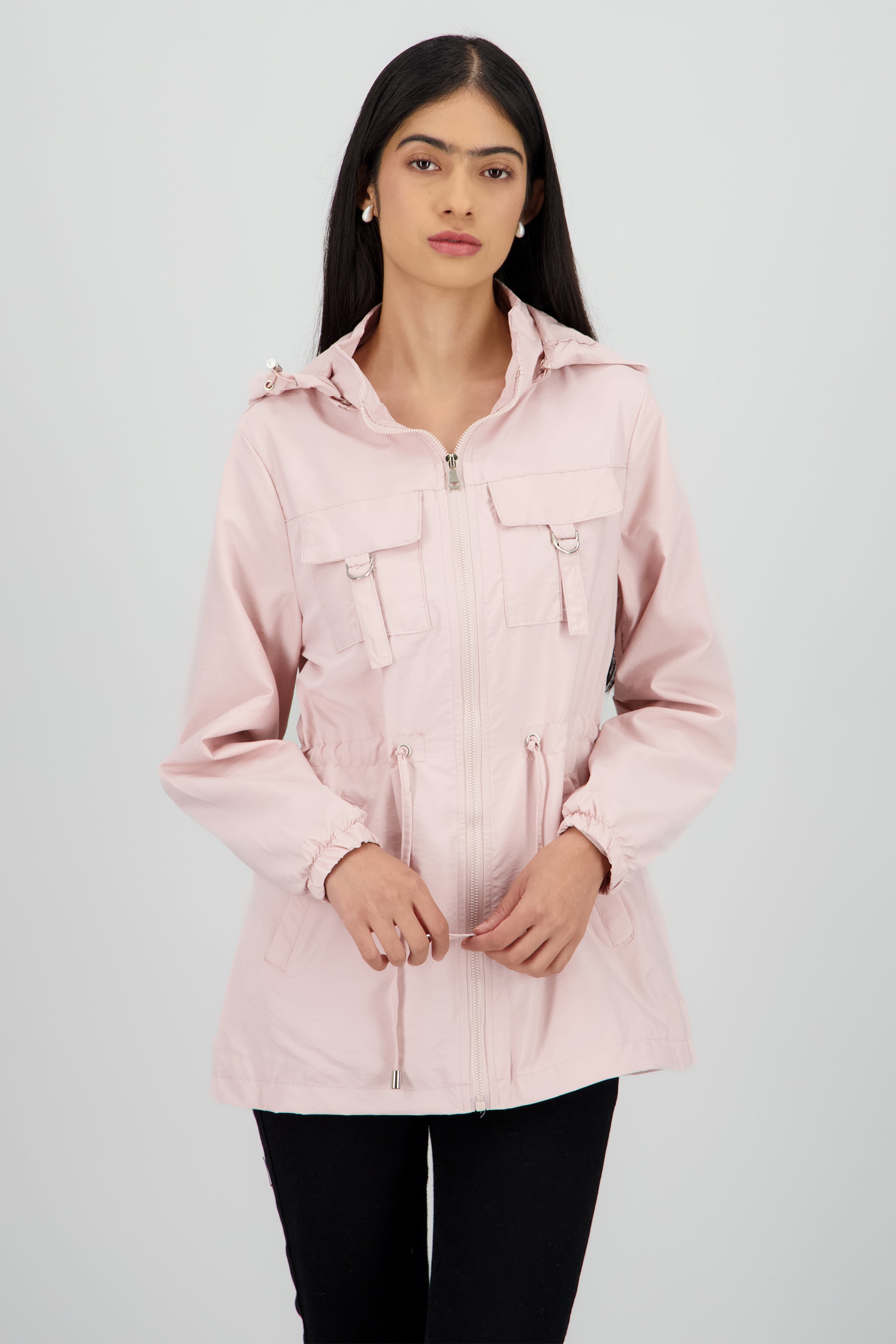 Gabardina corta tipo impermeable PALO DE ROSA