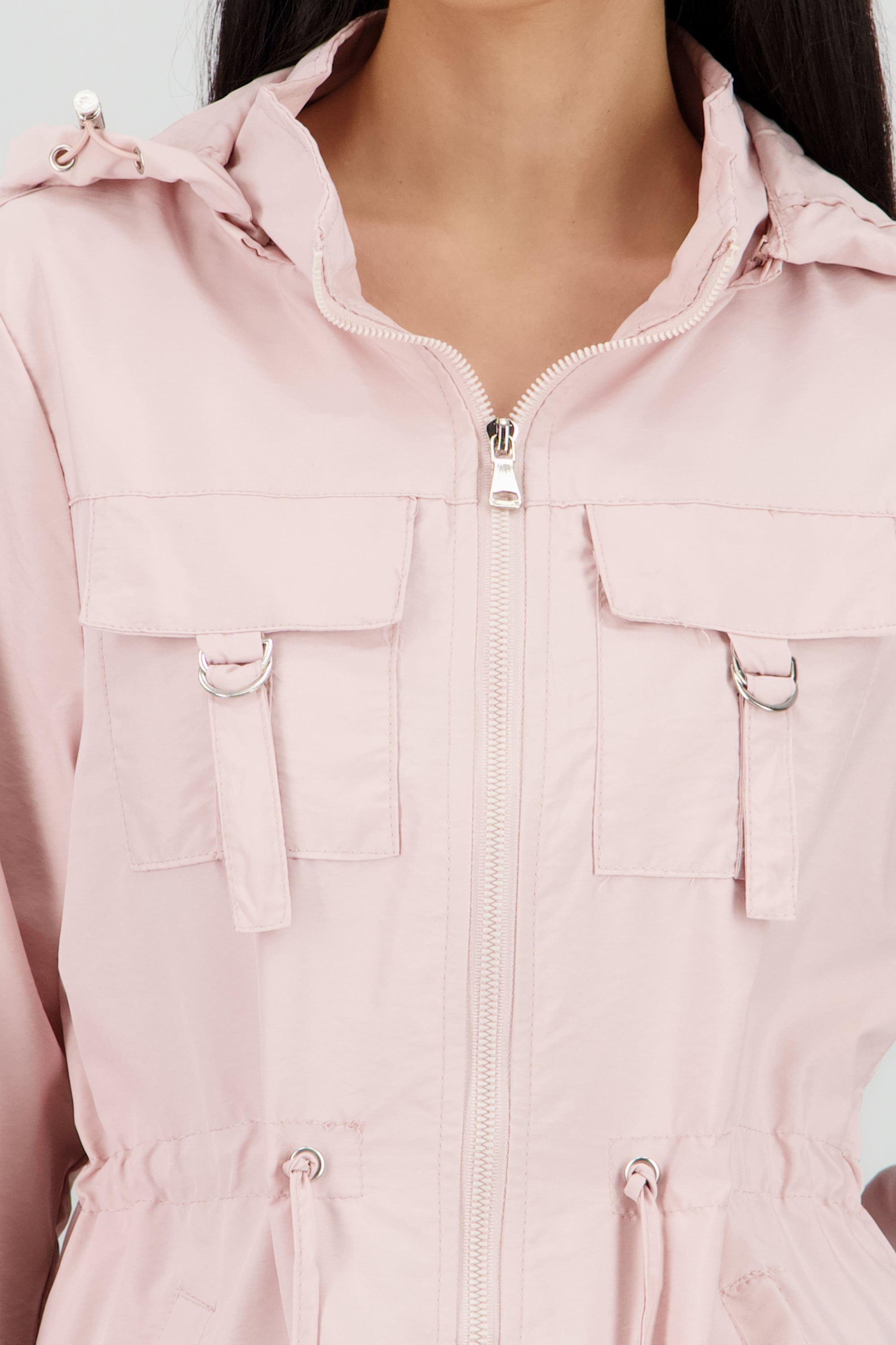 Gabardina corta tipo impermeable PALO DE ROSA