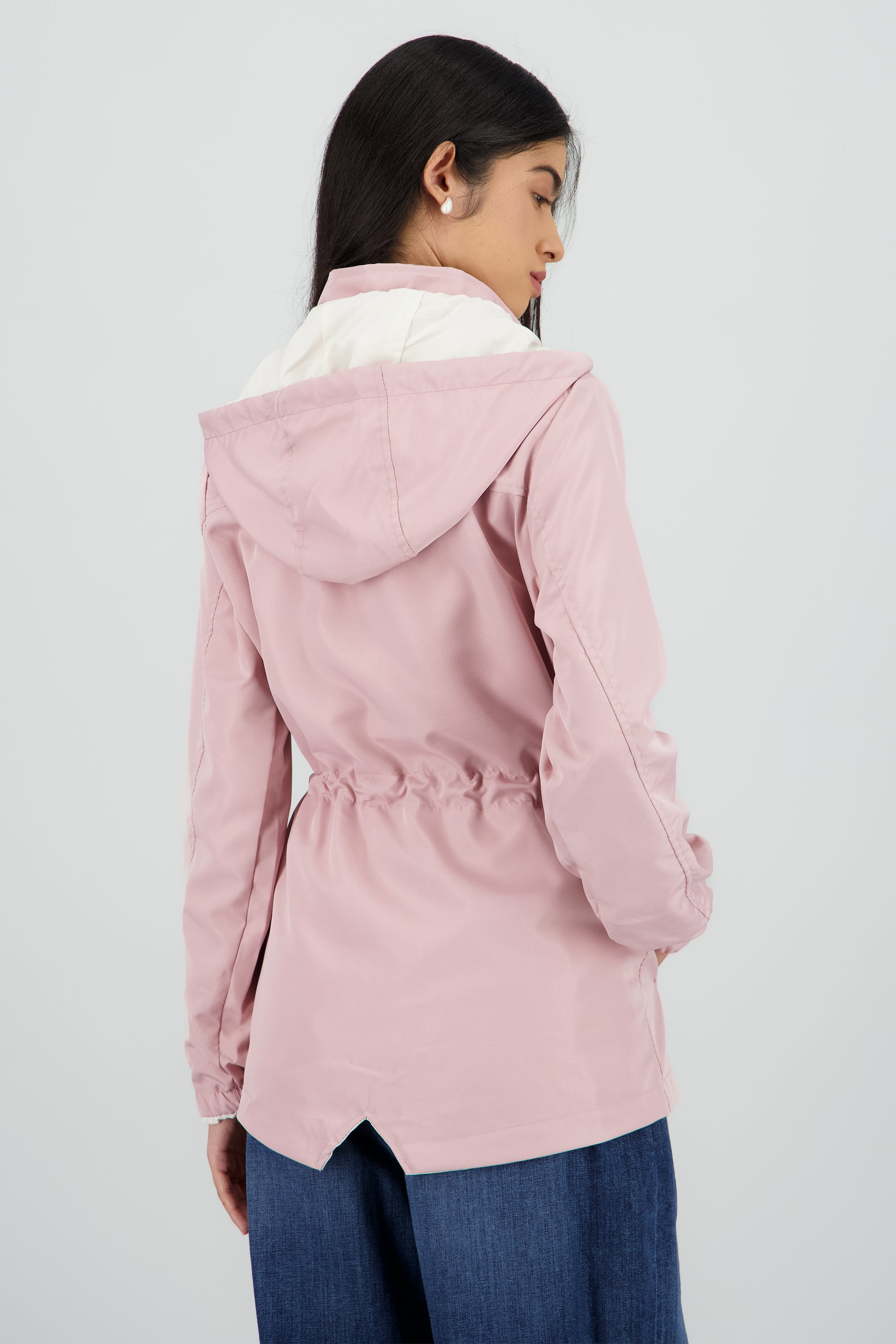 Gabardina tipo impermeable con jareta ROSA COMBO