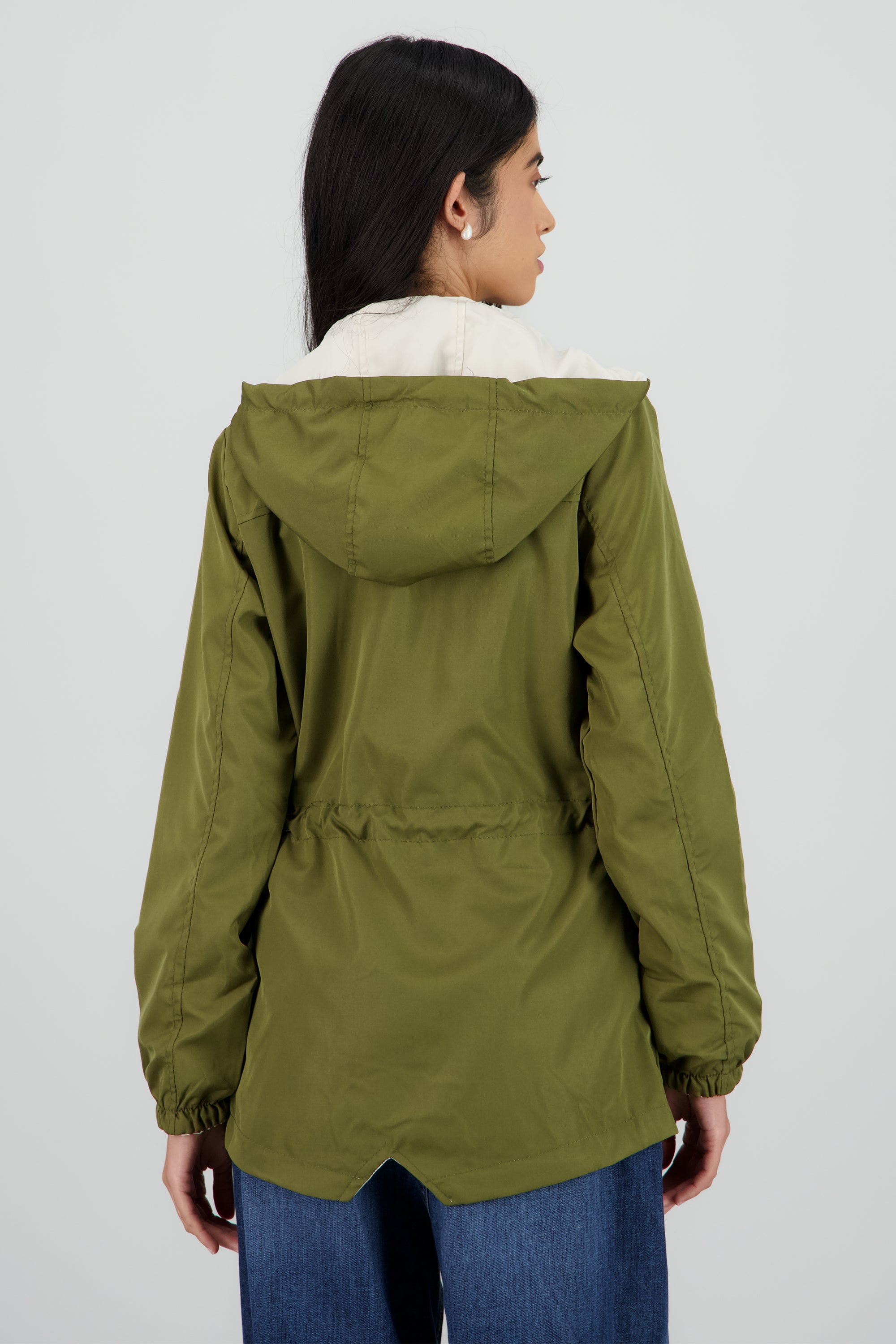 Gabardina tipo impermeable con jareta OLIVO COMBO