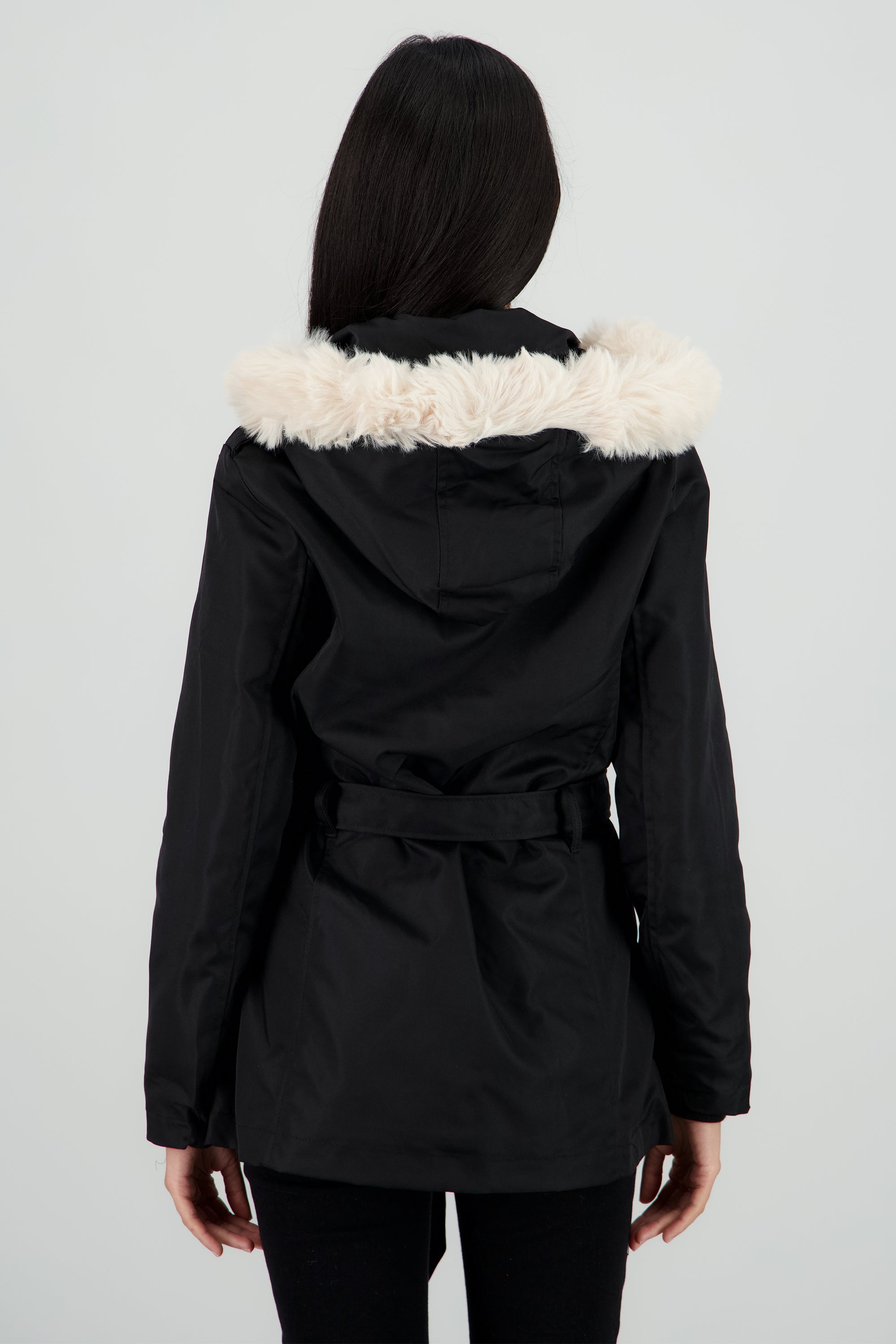 Gabardina con botones det peluche NEGRO